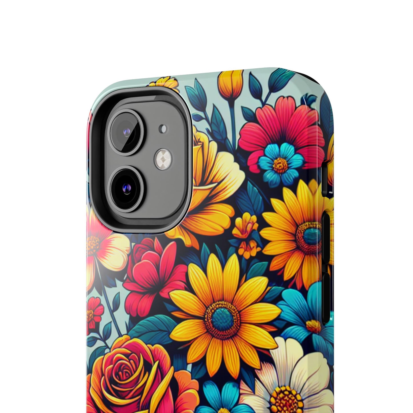 Vibrant Floral Tough Phone Case - Colorful Flower Design - for iPhone