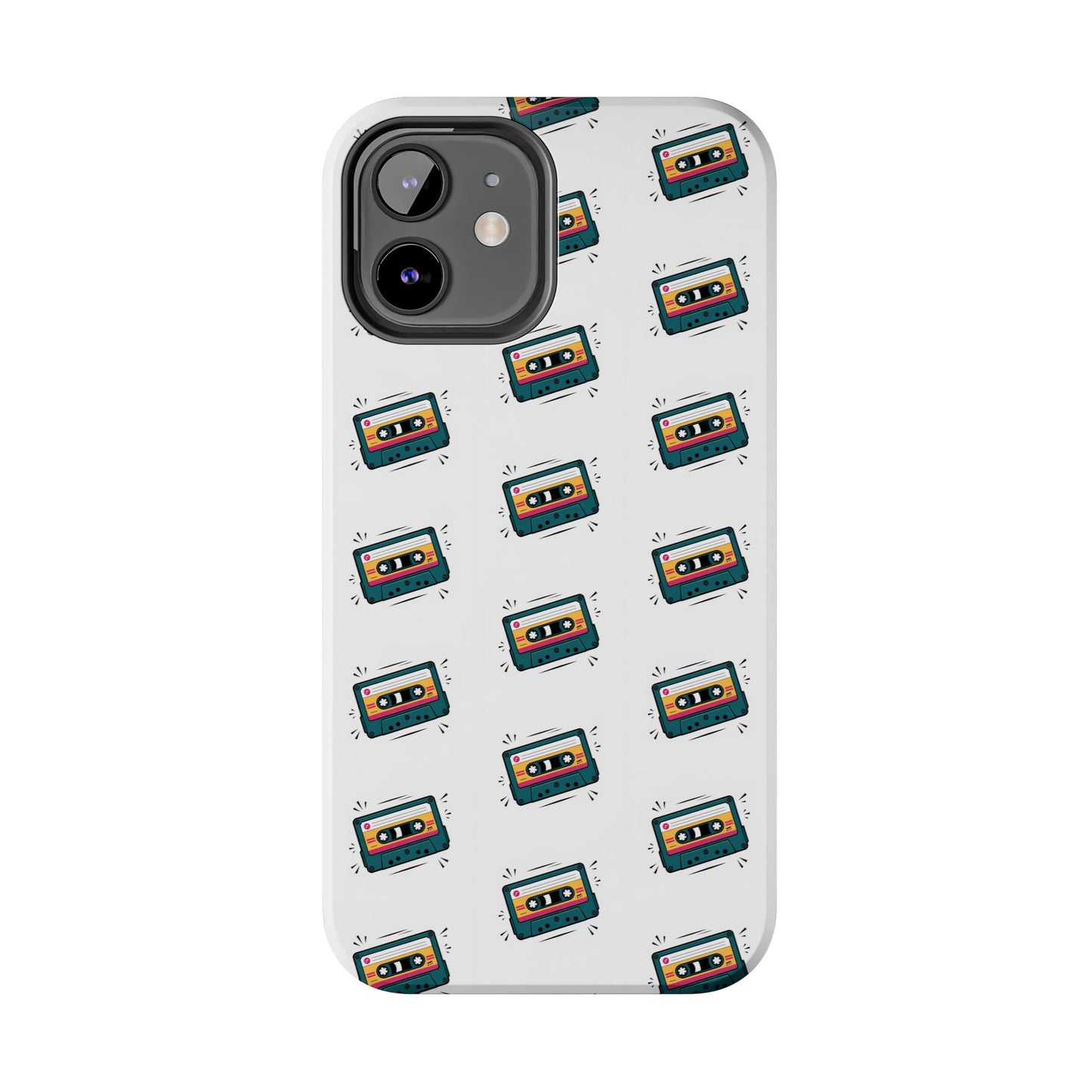 Retro Cassette Tape Phone Case Pattern - White