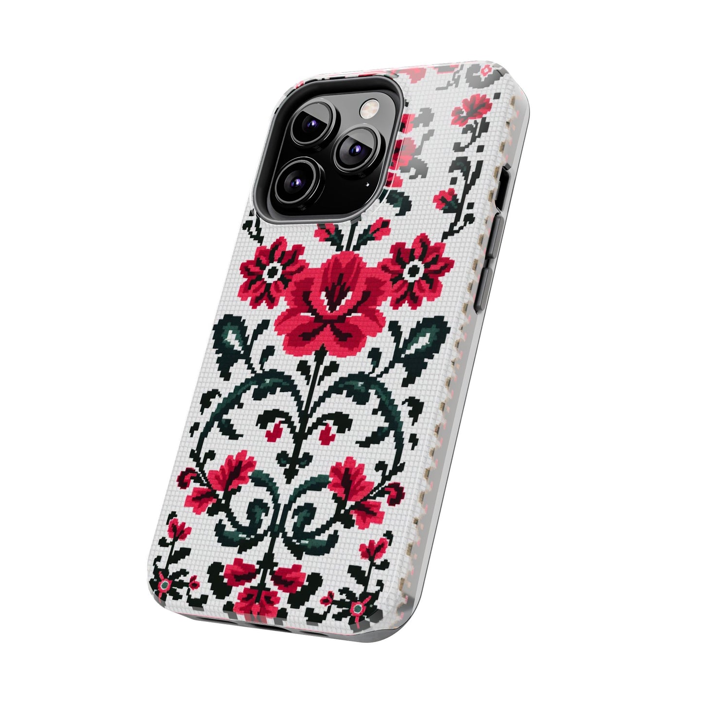 Traditional Floral Knit Tough Phone Cases - Durable Protection with Vintage Style - for iPhone