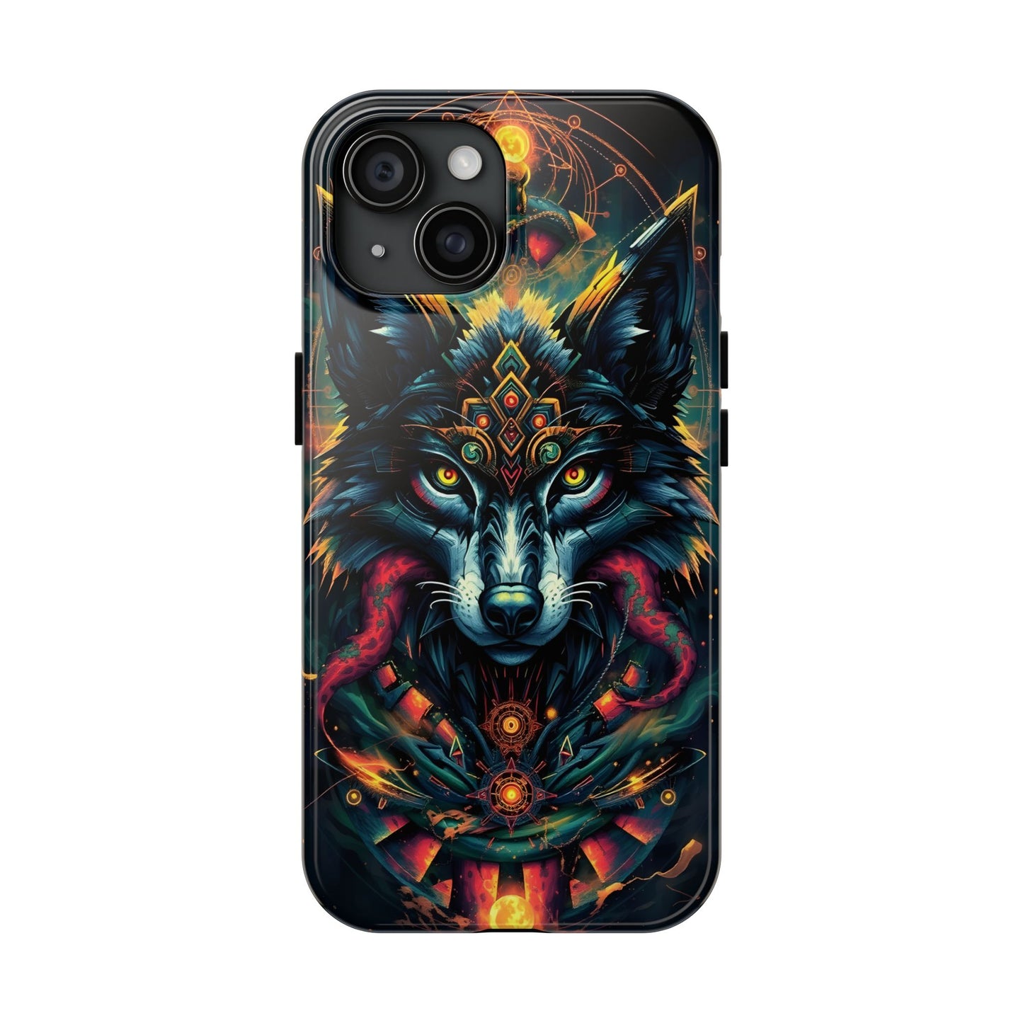 Vibrant Mystical Wolf Art Tough Phone Case - Durable & Unique Design for Animal Lovers - for iPhone