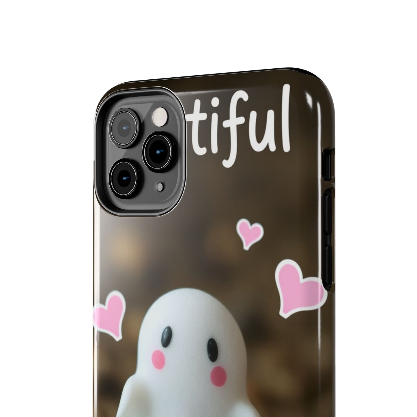 Cute Ghost Tough Phone Case - Beautiful Design with Heart Accents