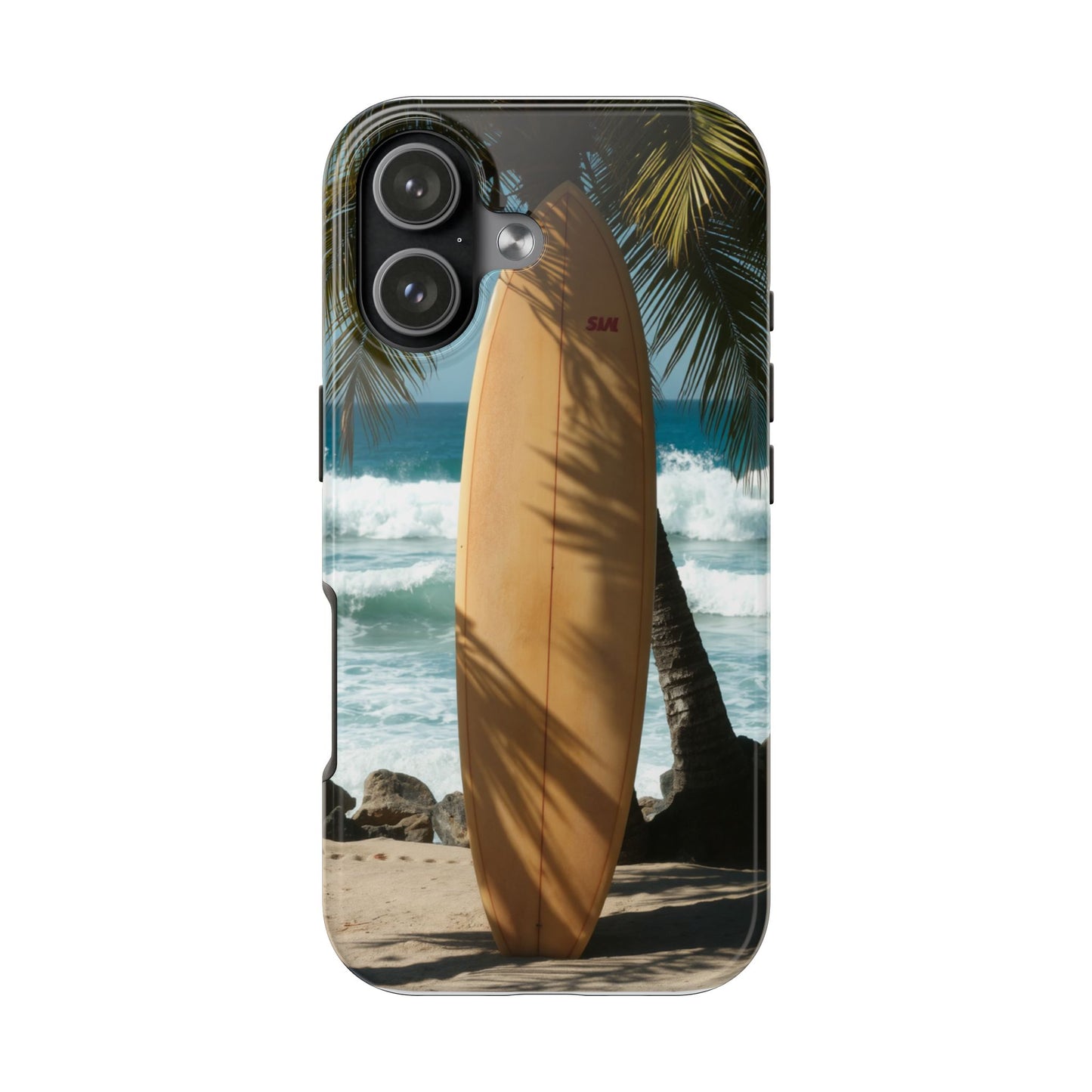 Tough Surfing Phone Case - Beach Vibes with Palm Trees & Surfboard