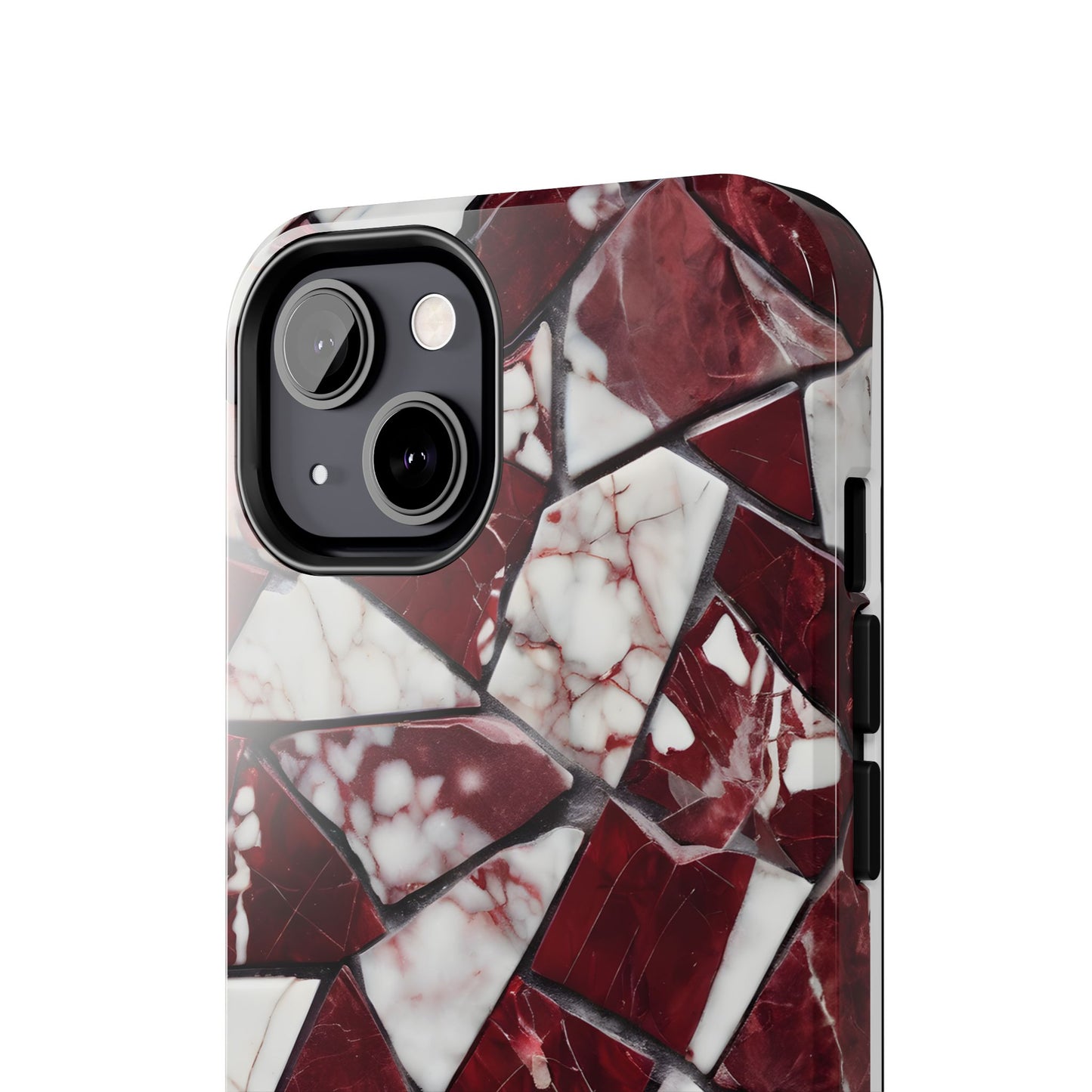 Shattered Dark Red Marble Pattern Tough Phone Case - Durable & Stylish Protection for iPhone