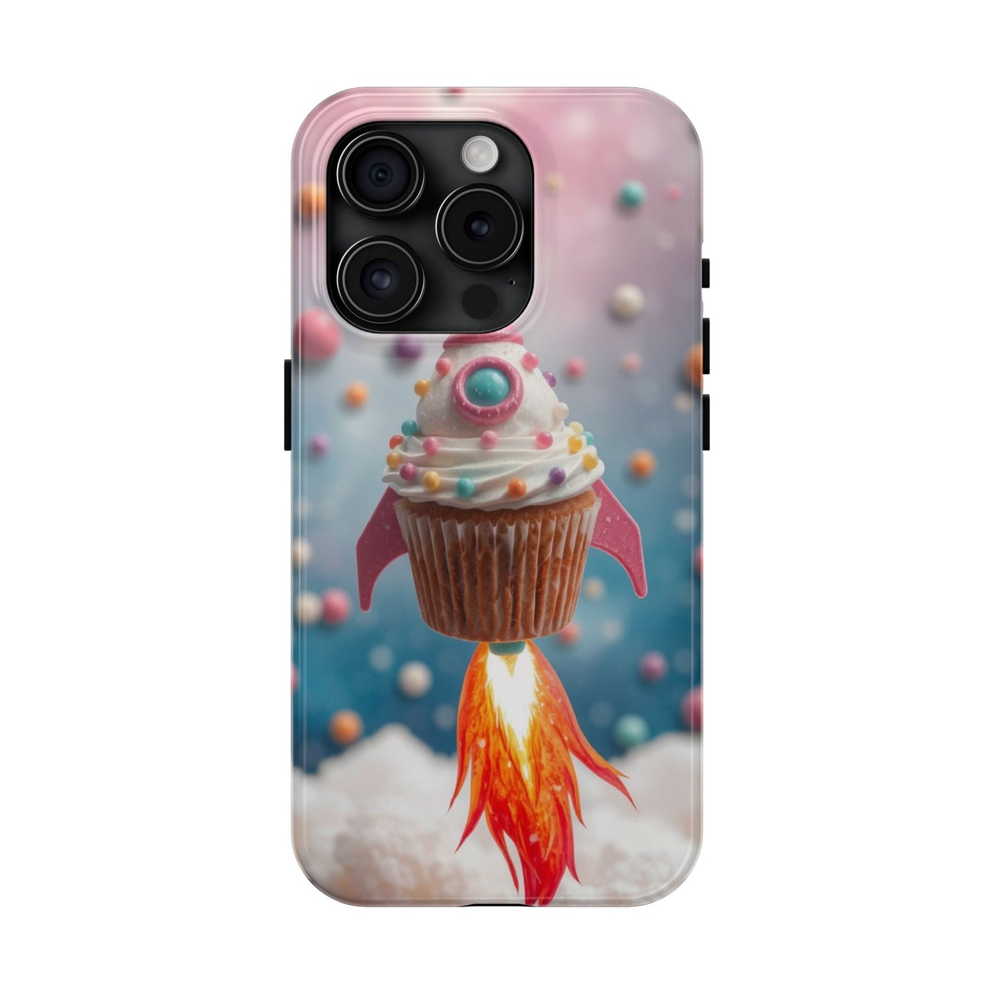 Whimsical Rocket Cupcake Phone Case - Fun Protective Case for Kids and Teens