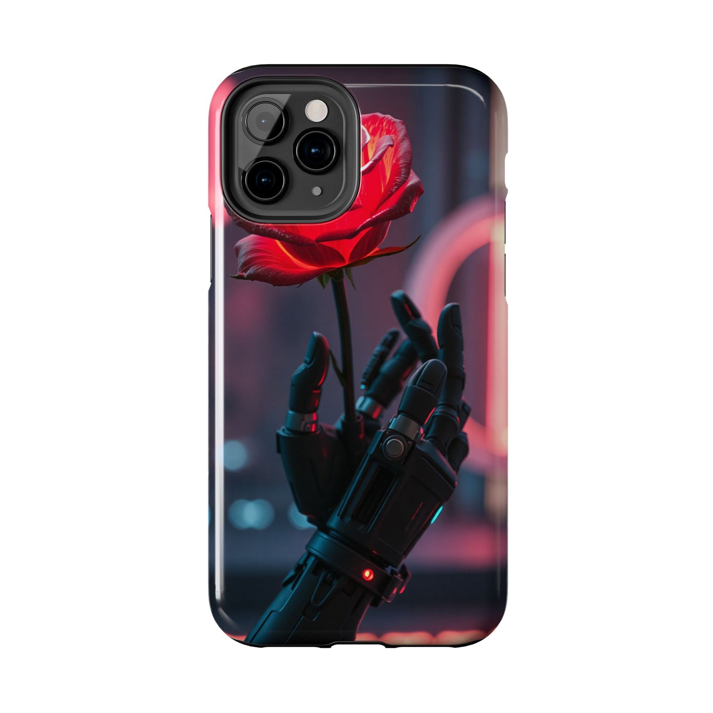 Futuristic Tough Phone Case with Robotic Rose Design | Durable Protection