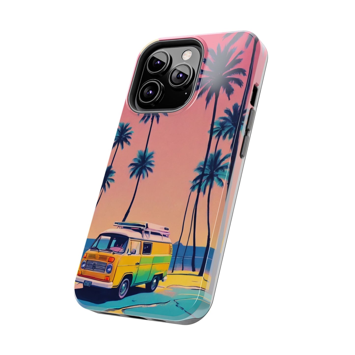 Tropical Beach Vibe Tough Phone Case - Vintage Van Design - for iPhone
