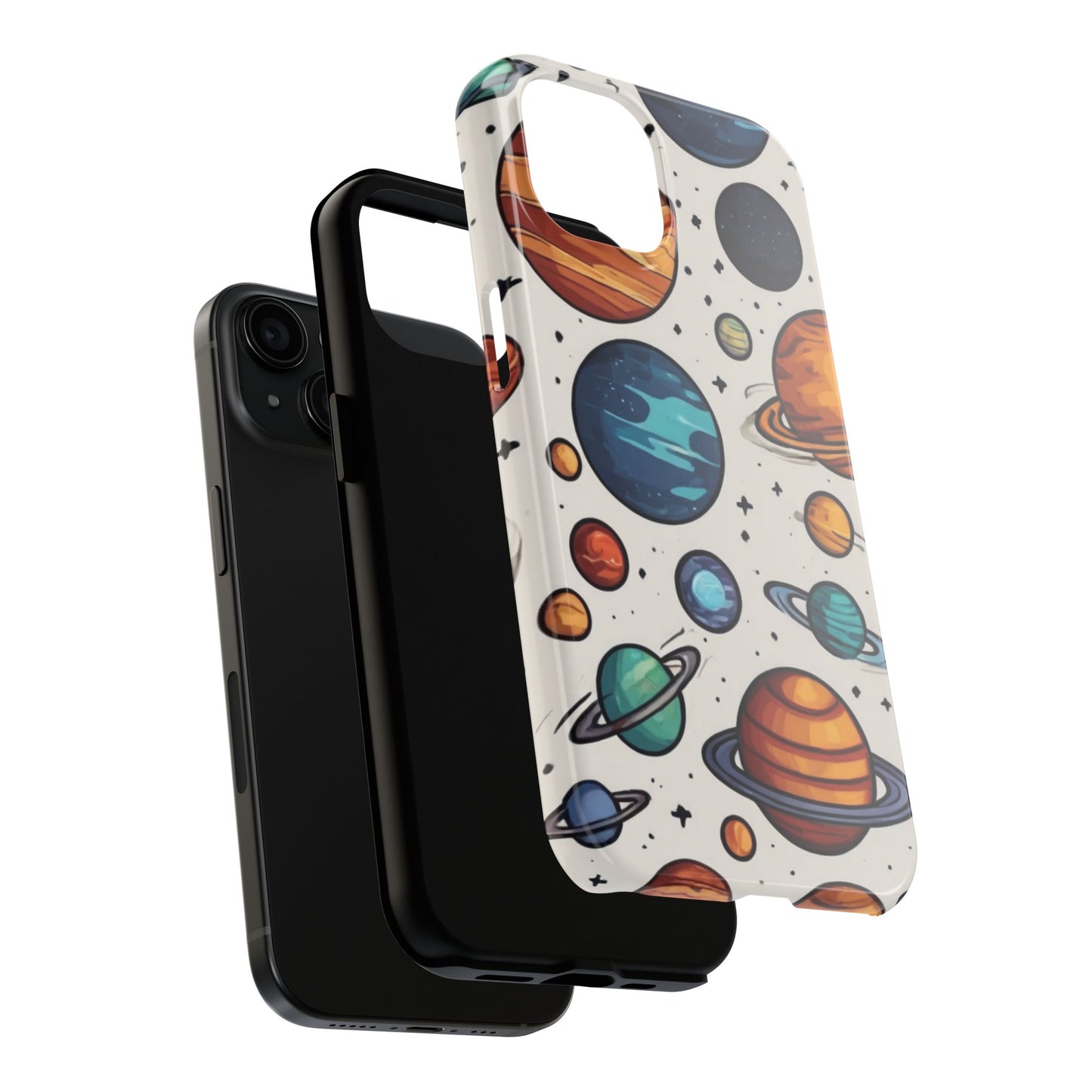Cosmic Galaxy Tough Phone Case - Planetary Cartoon Design - for iPhone