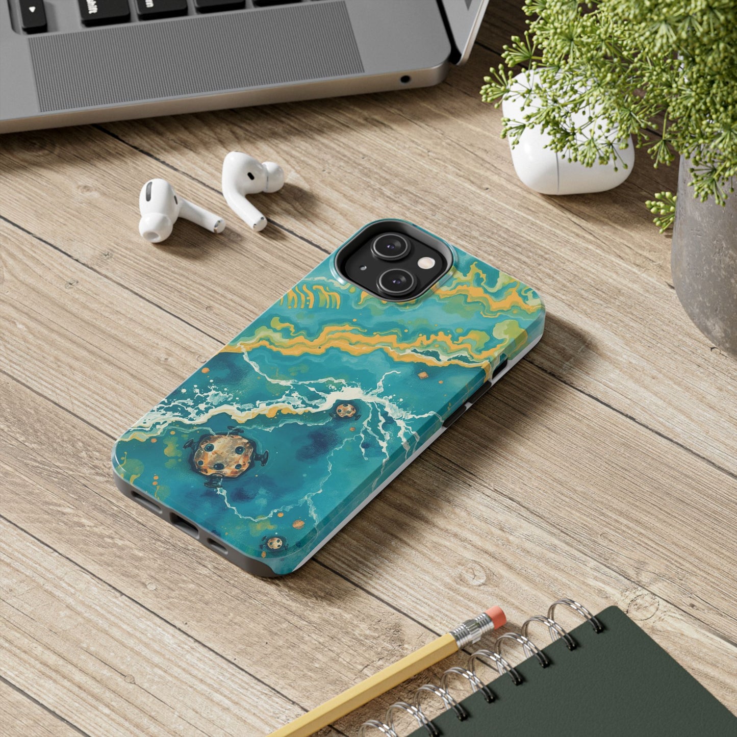 Ocean Wave Tough Phone Case – Durable Protection with Abstract Art Design