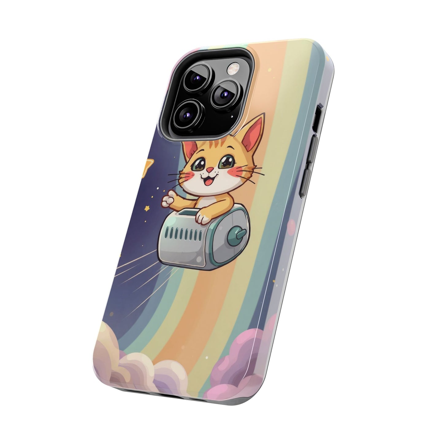 Cute Cat Rocket Phone Case - Vibrant and Playful Tough Case