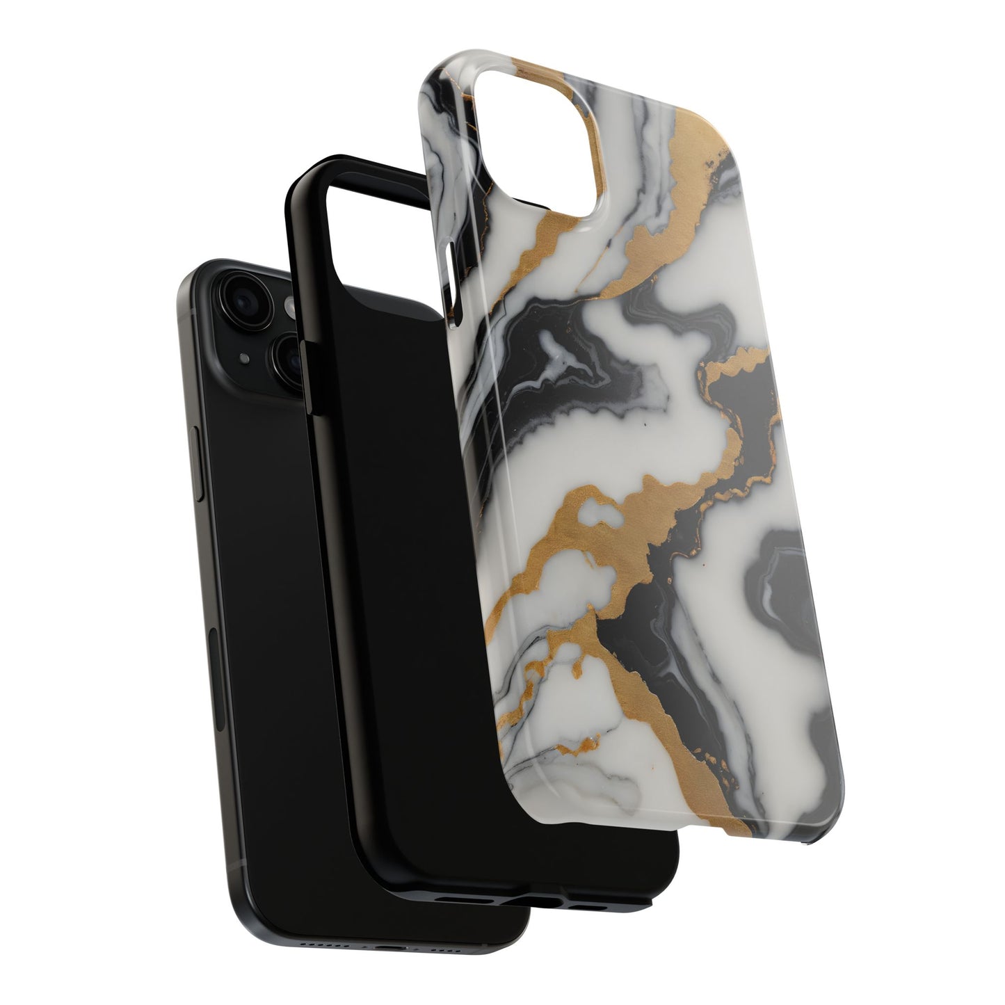 Elegant Gold Marble Tough Phone Case - Stylish Protection for Your iPhone