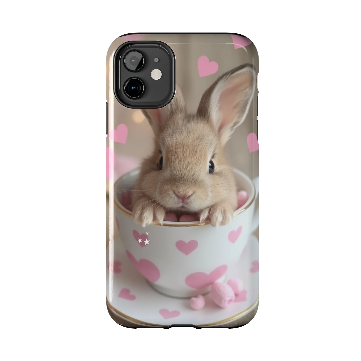 Adorable Bunny Phone Case with Heart Design - Cute Gift for Animal Lovers
