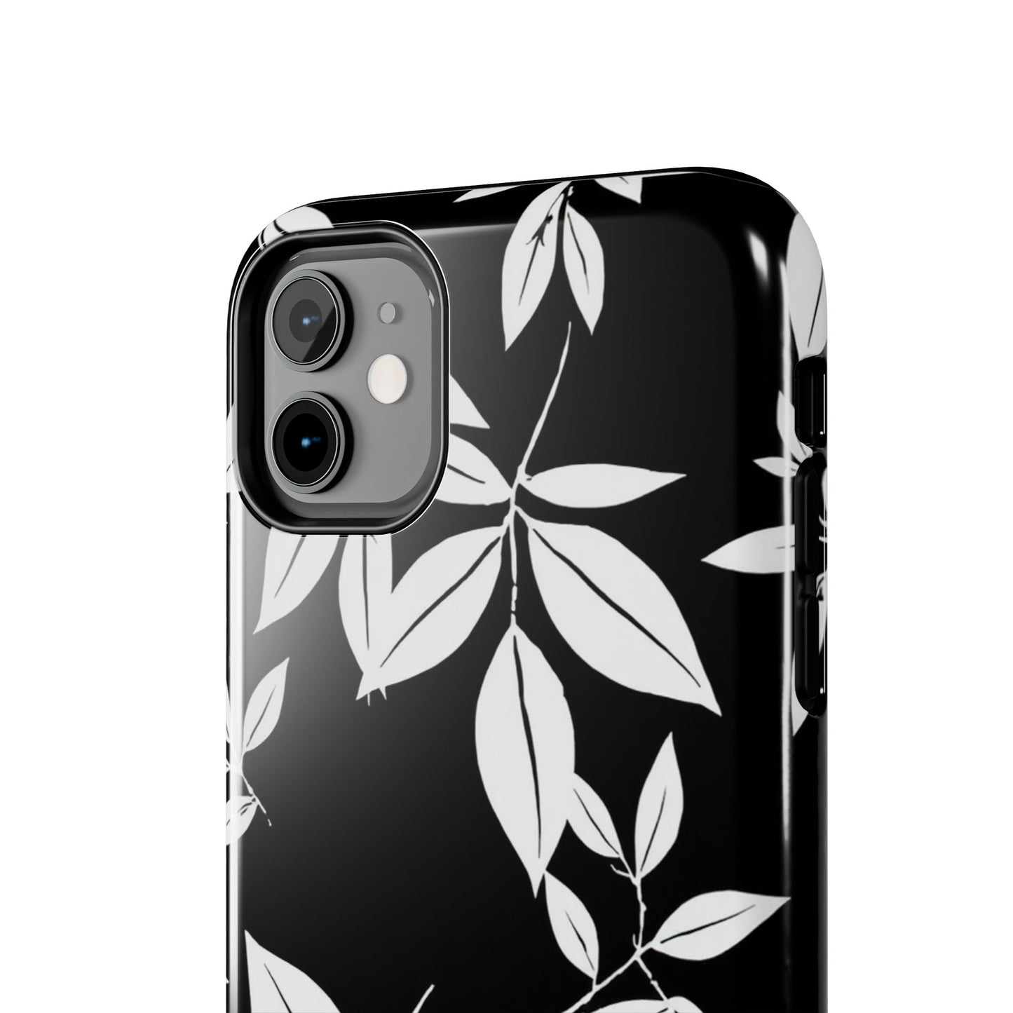 Chic Floral Tough Phone Case - Elegant Black & White Design for Stylish Protection
