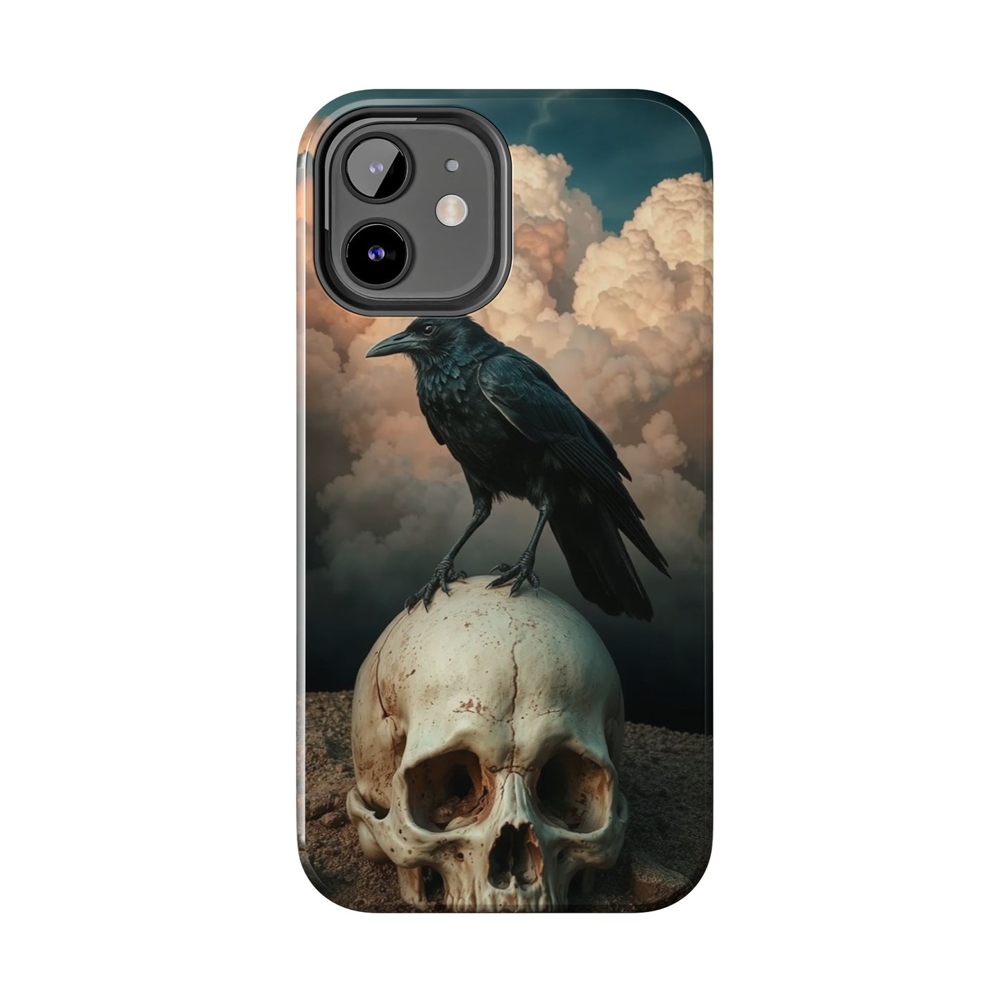 Gothic Raven Skull Tough Phone Case - Unique Protective Cover for Halloween Lovers