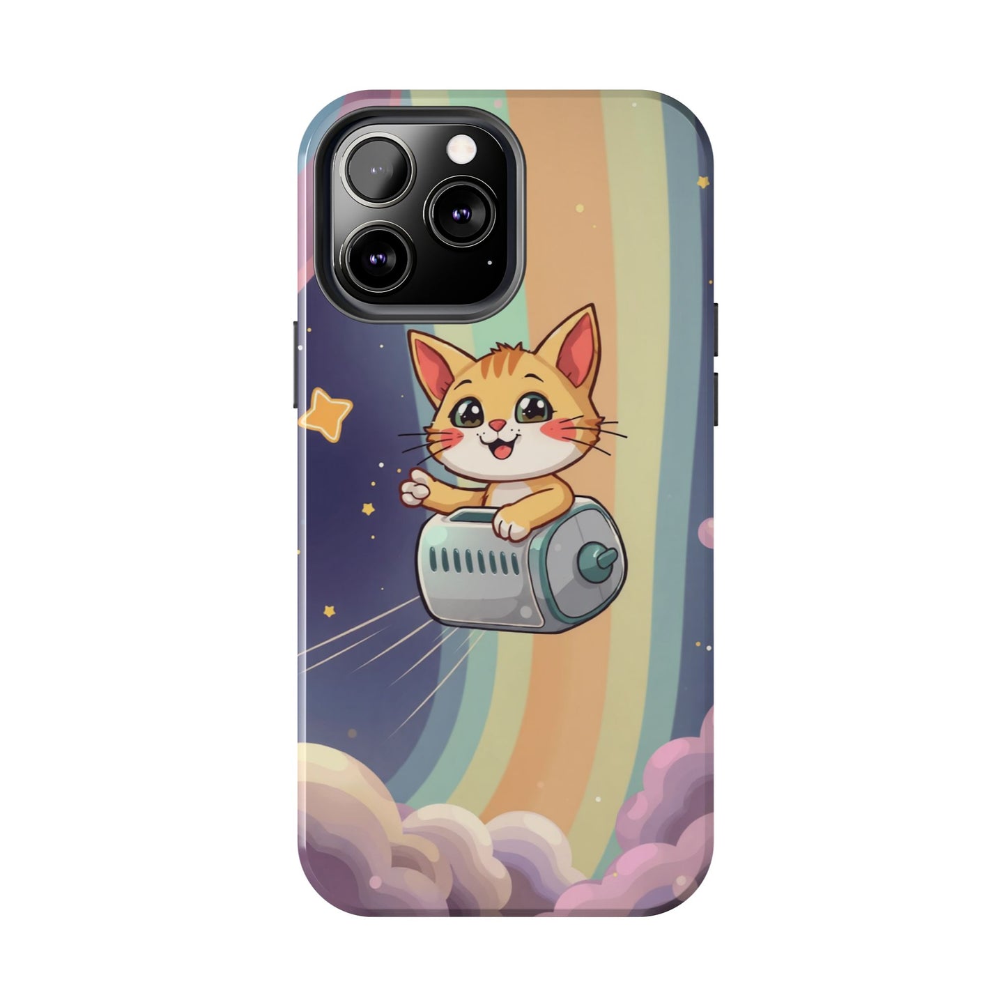 Cute Cat Rocket Phone Case - Vibrant and Playful Tough Case