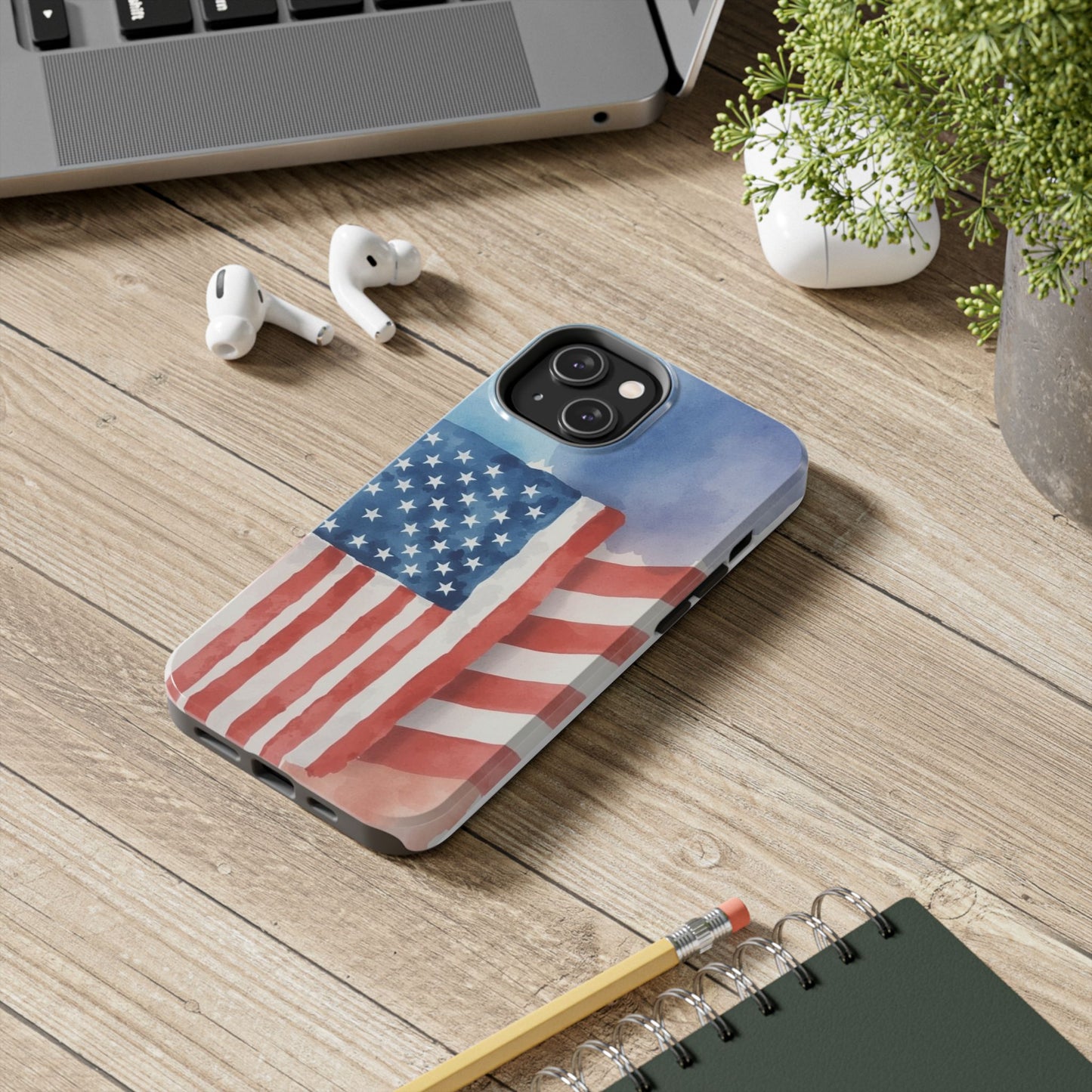 Abstract Watercolor American Flag Design - Tough Phone Case - for iPhone