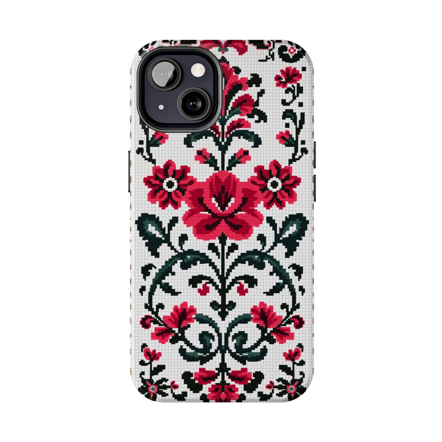 Traditional Floral Knit Tough Phone Cases - Durable Protection with Vintage Style - for iPhone