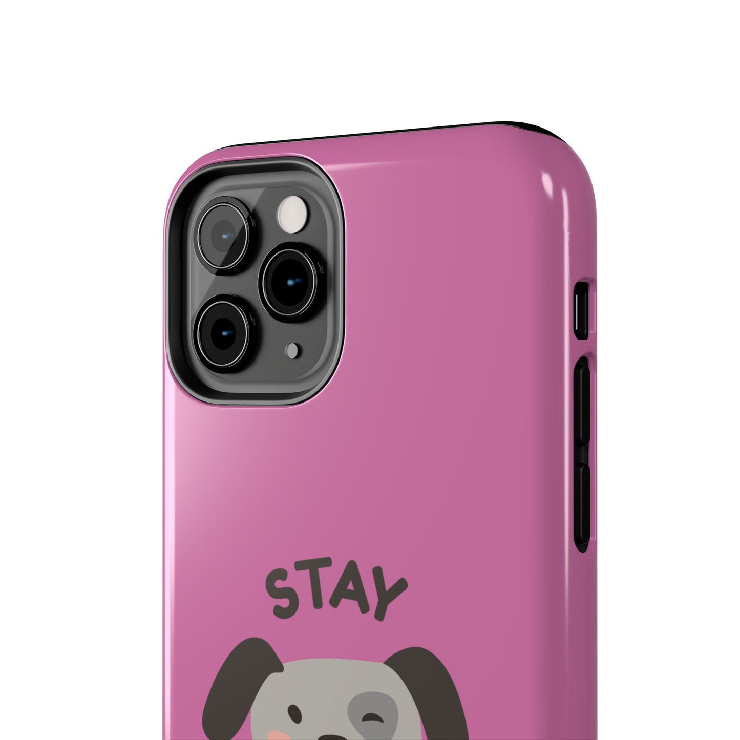 Pink Stay Pawsitive Tough Phone Case - Dog Funny Design - for iPhone