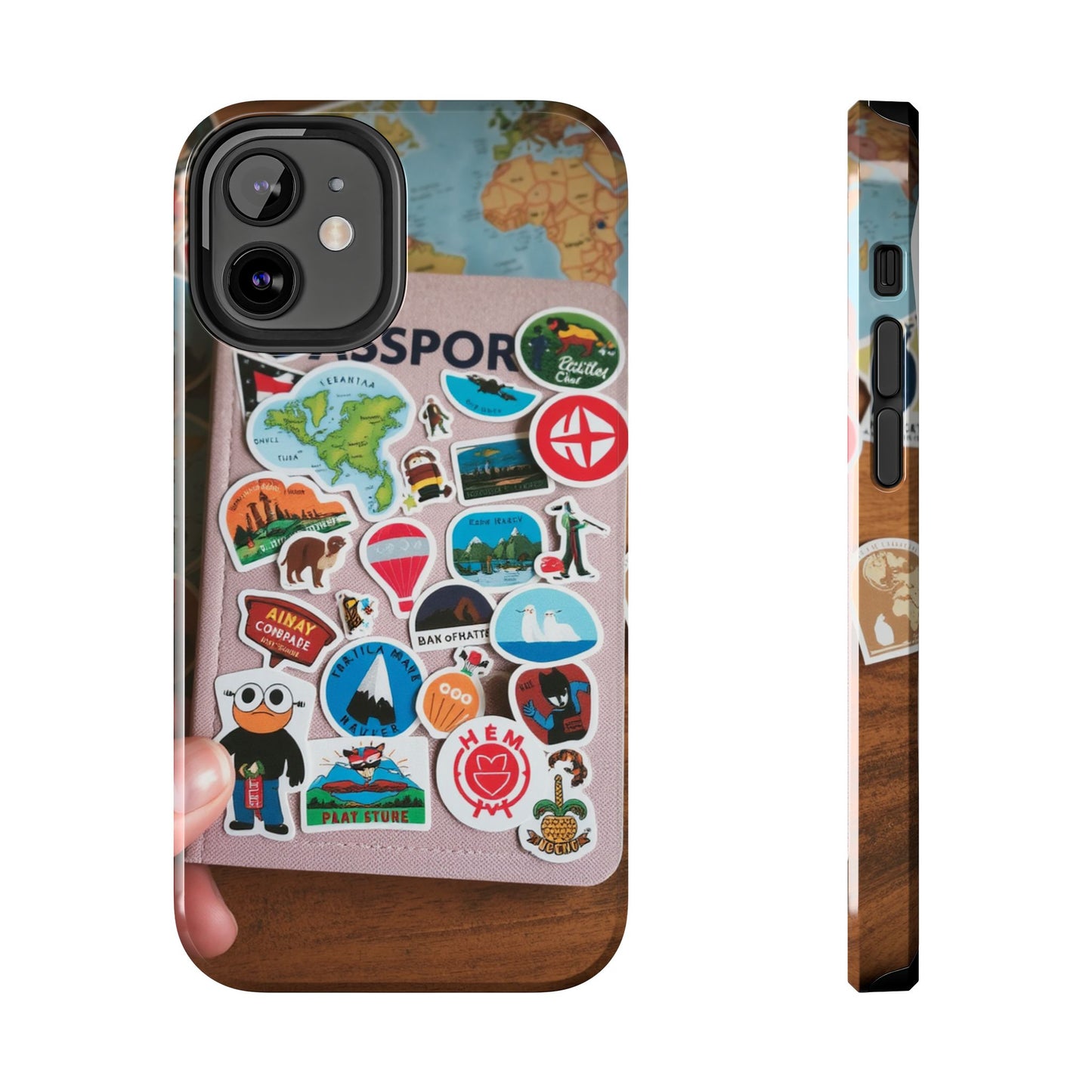 Adventure Stickers Phone Case - Tough Protection for Travel Lovers