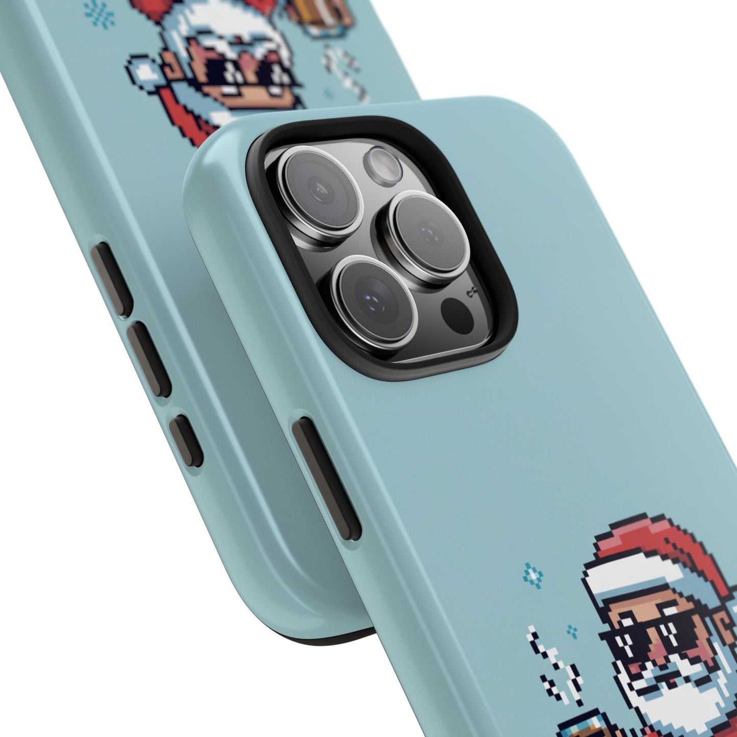 Pixel Art Santa Claus iPhone Case - Festive Tough Case with 'Be Good' Design