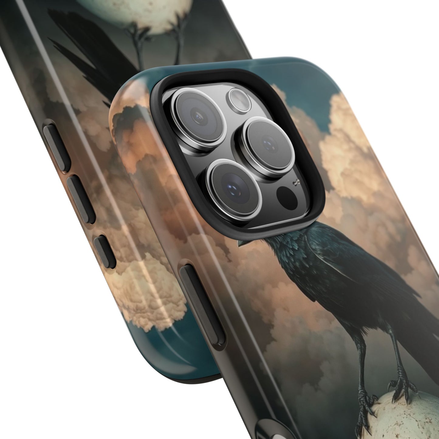 Gothic Raven Skull Tough Phone Case - Unique Protective Cover for Halloween Lovers