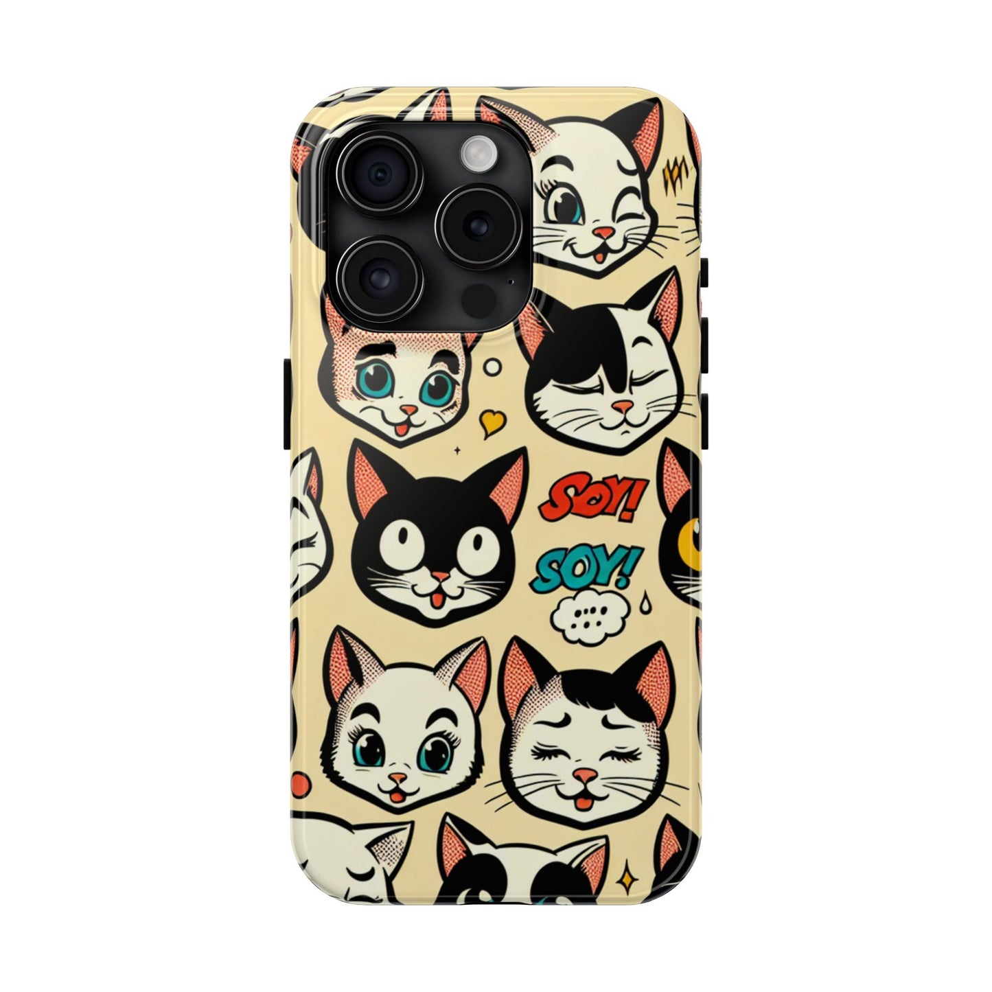Playful Cat-Themed Tough Phone Case - Pet Pattern - for iPhone