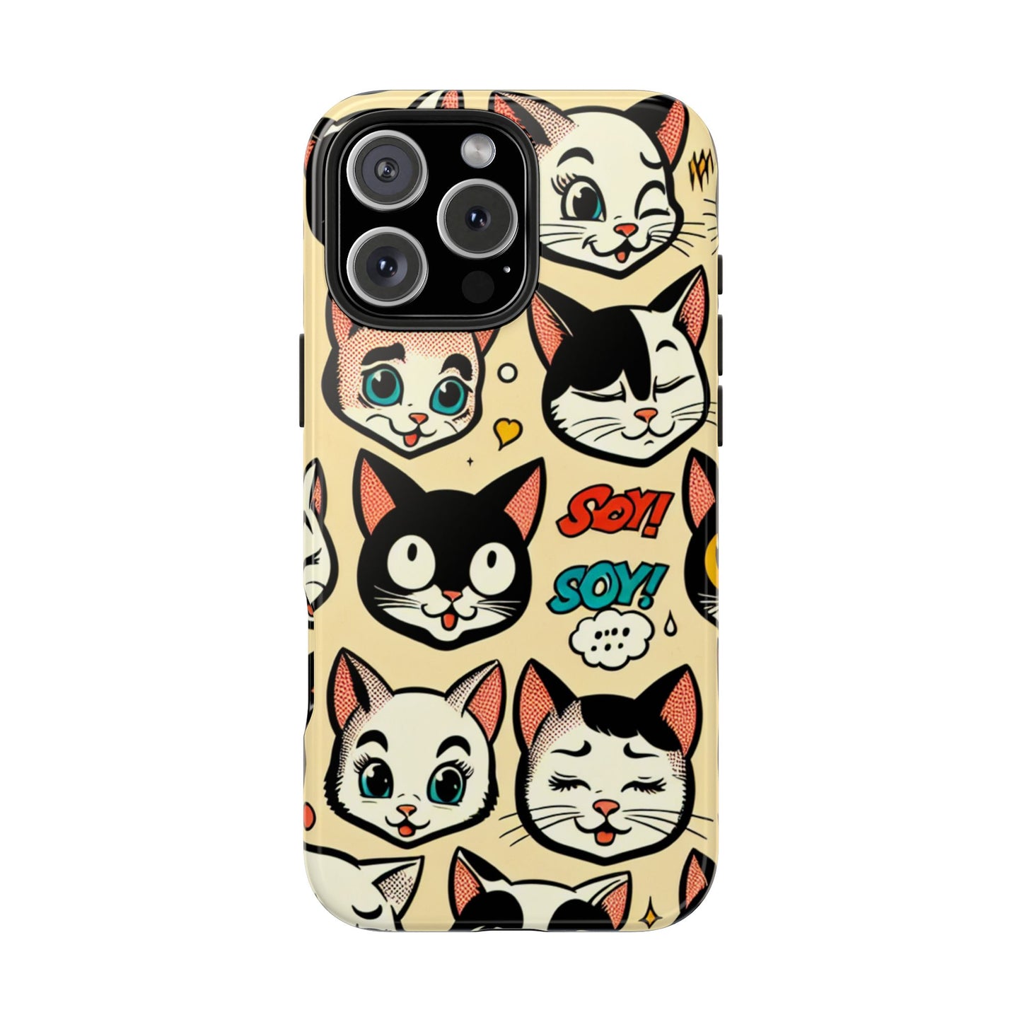 Playful Cat-Themed Tough Phone Case - Pet Pattern - for iPhone