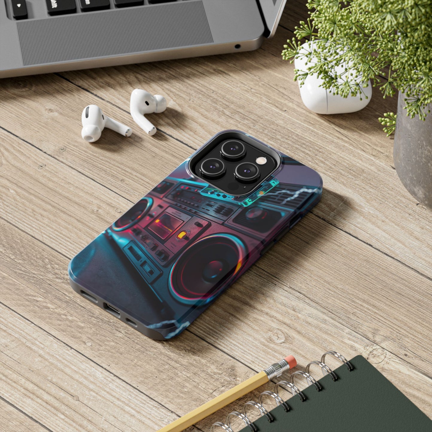Retro Boombox Tough Phone Case – Vibrant Protection for Music Lovers