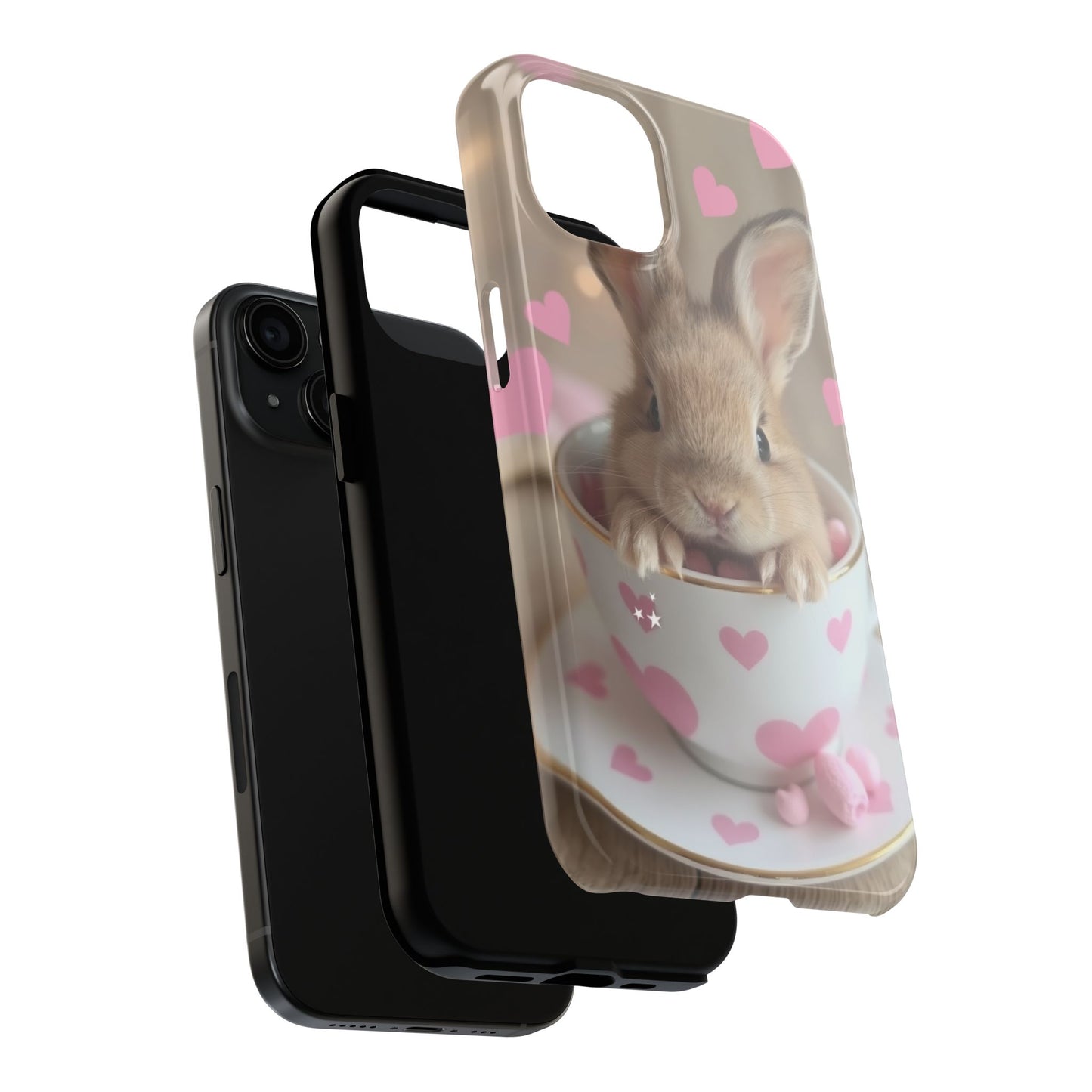 Adorable Bunny Phone Case with Heart Design - Cute Gift for Animal Lovers