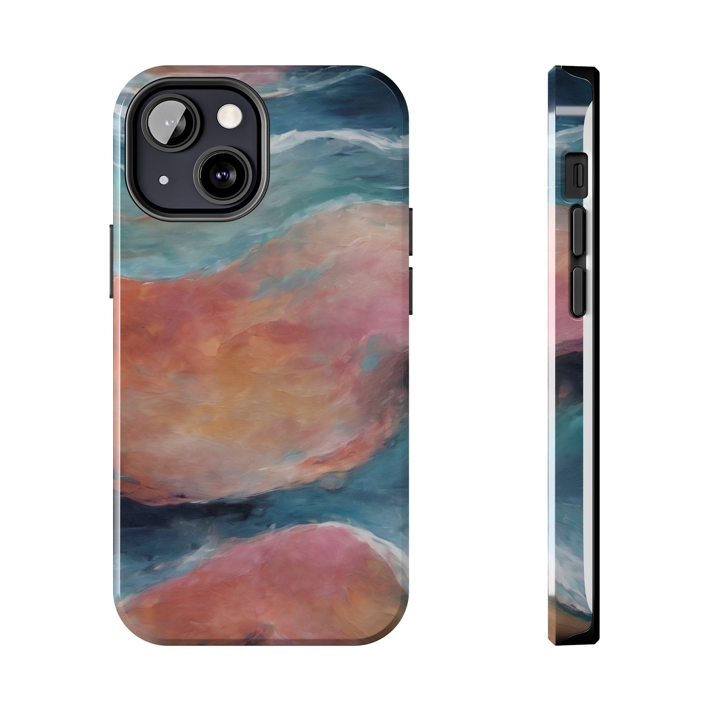 Artistic Painted Sea Tough Phone Case - Abstract Waves Design - for iPhone
