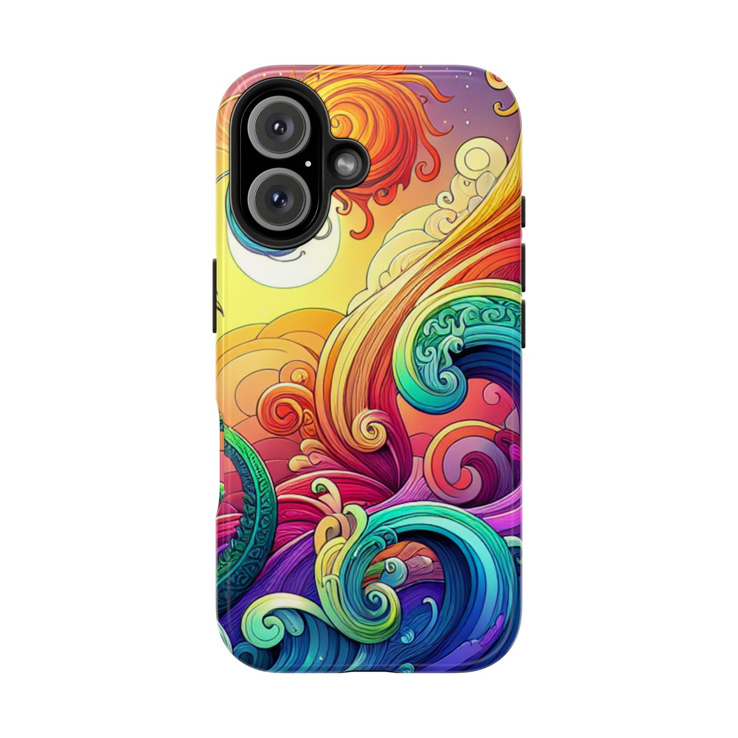 Fantasy Ocean Waves Tough Phone Case - Colorful Protective Cover - for iPhone