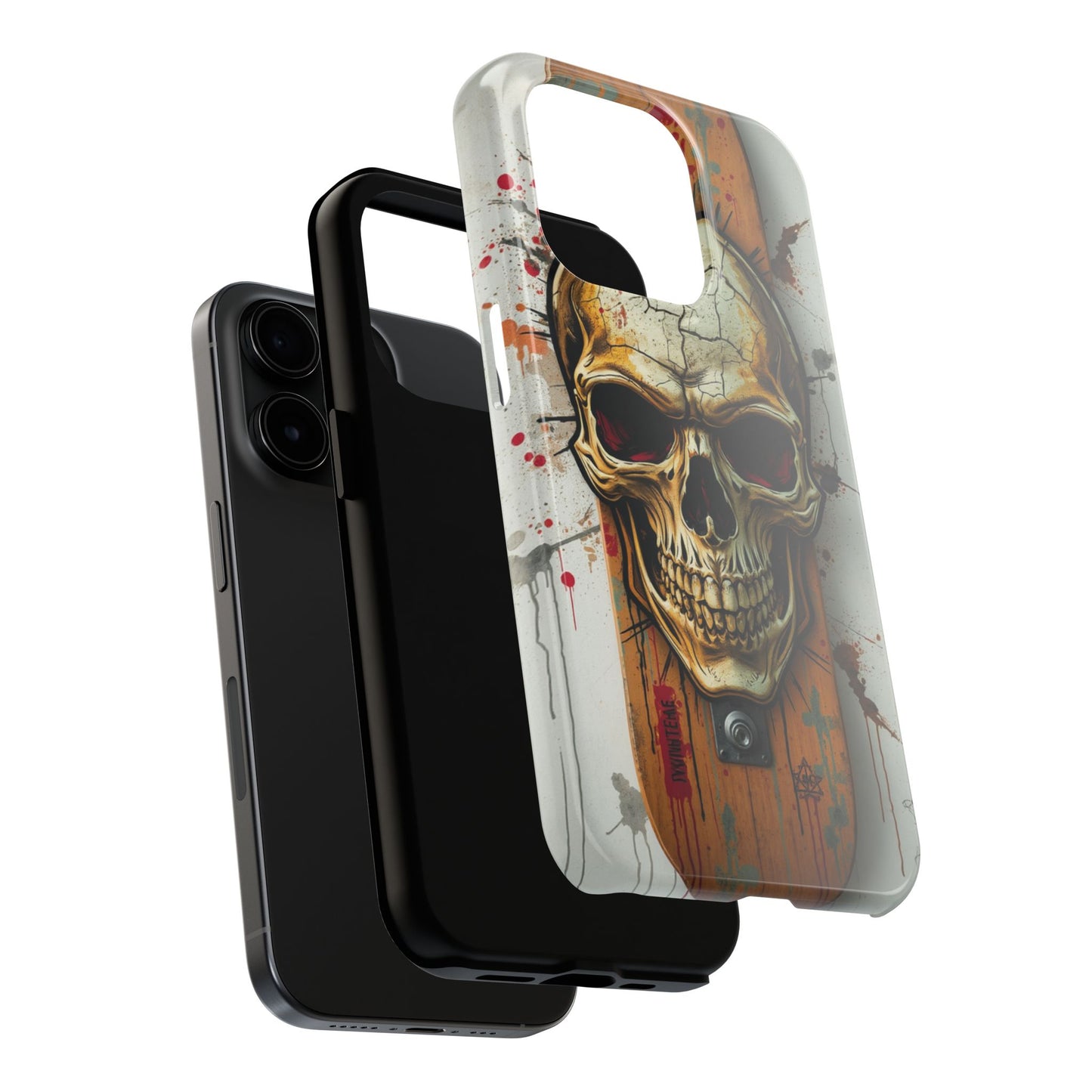 Edgy Skull Tough Phone Case - Durable Protection for Skateboard Enthusiasts