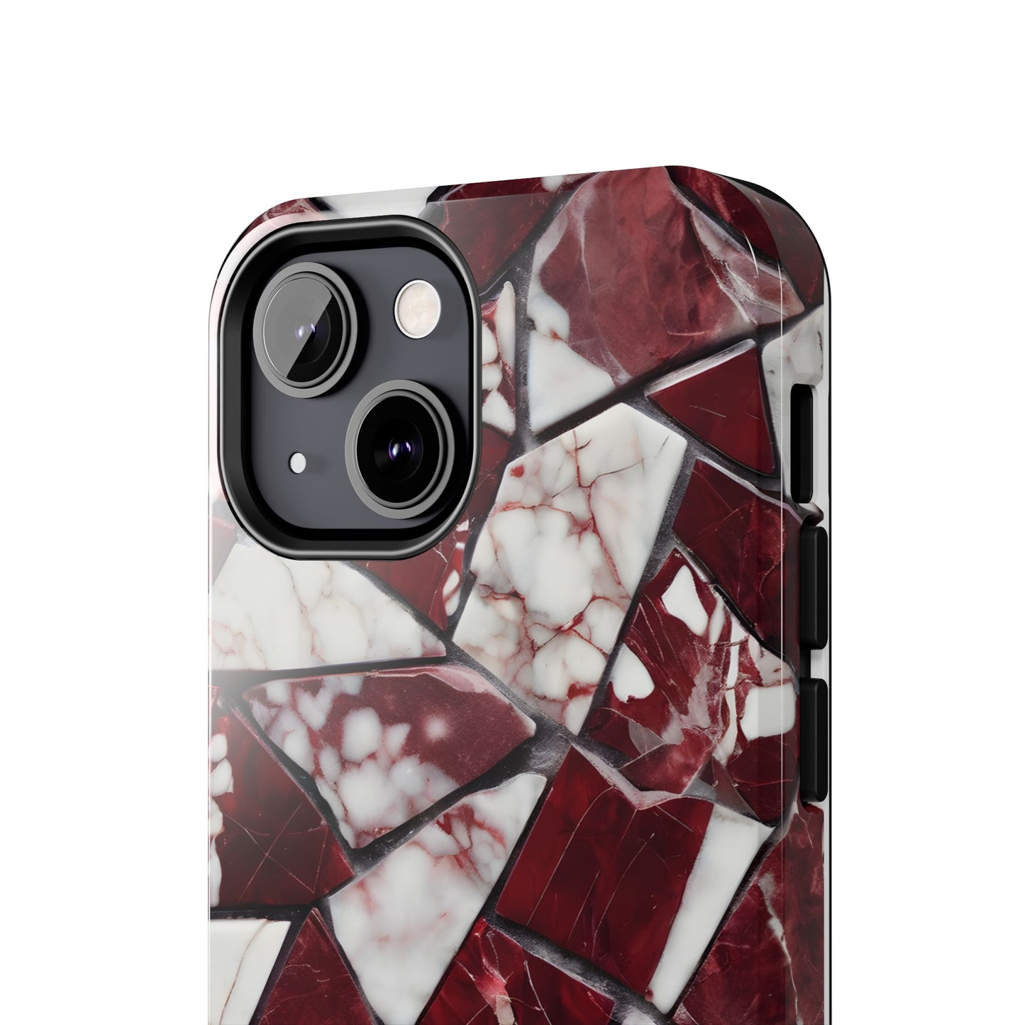 Shattered Dark Red Marble Pattern Tough Phone Case - Durable & Stylish Protection for iPhone