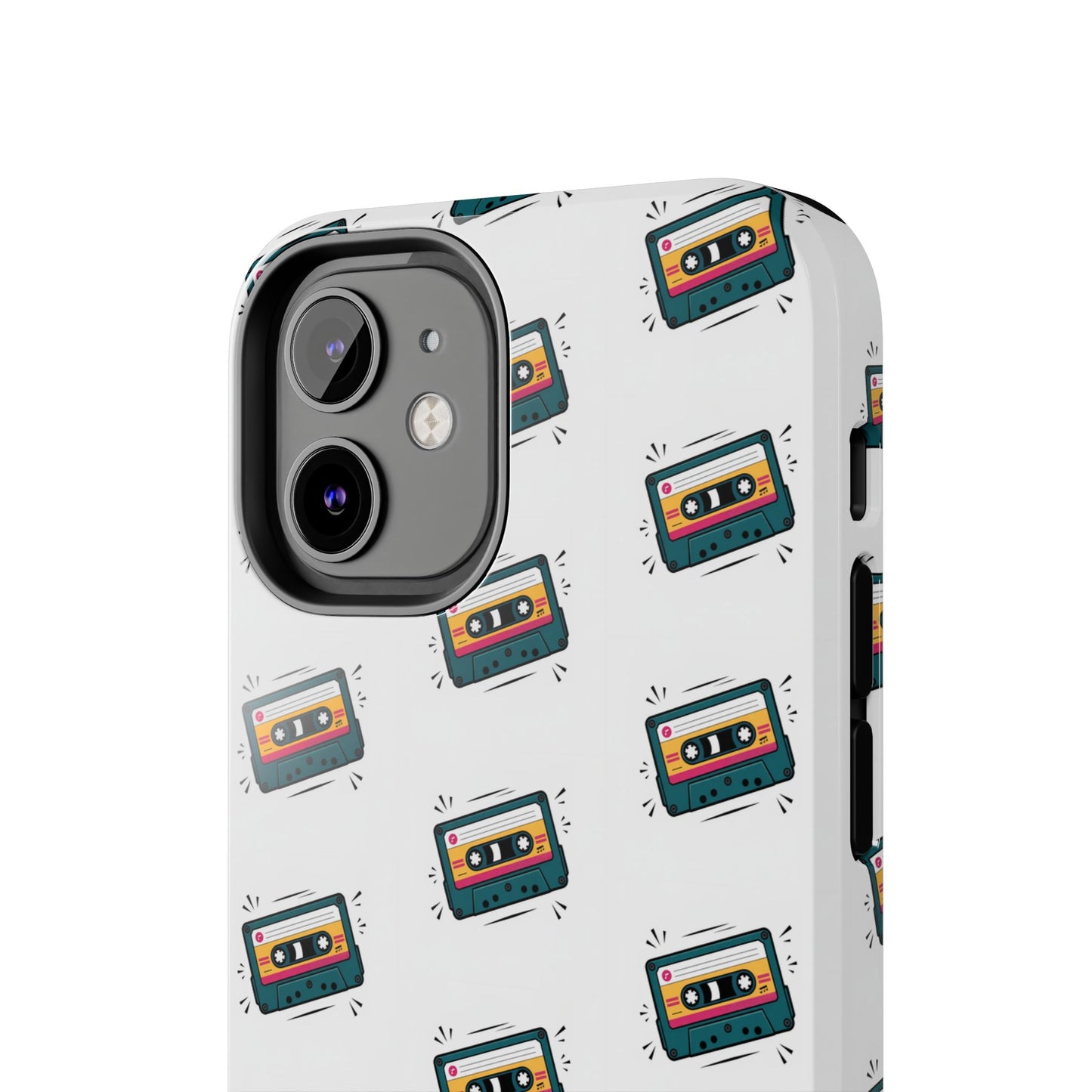 Retro Cassette Tape Phone Case Pattern - White