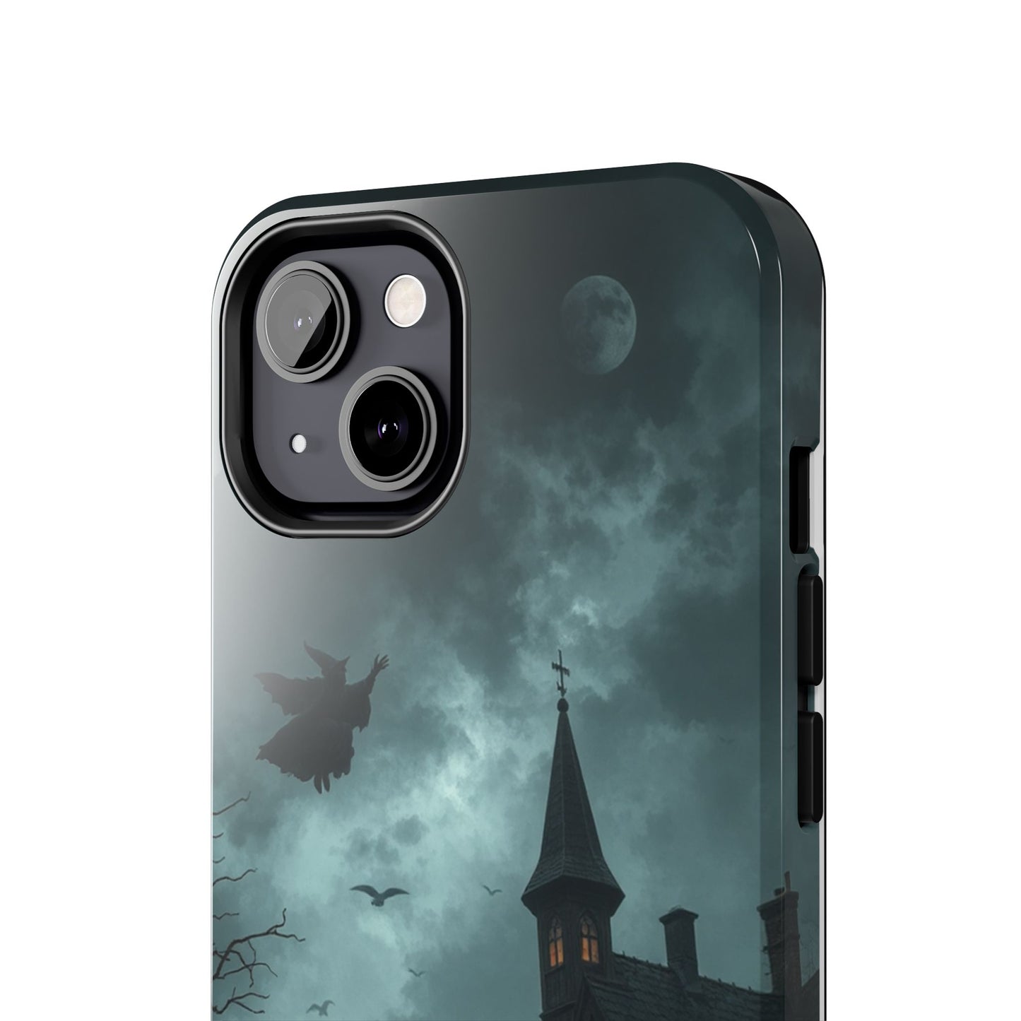 Halloween-Themed Tough Phone Case with Spooky House Design