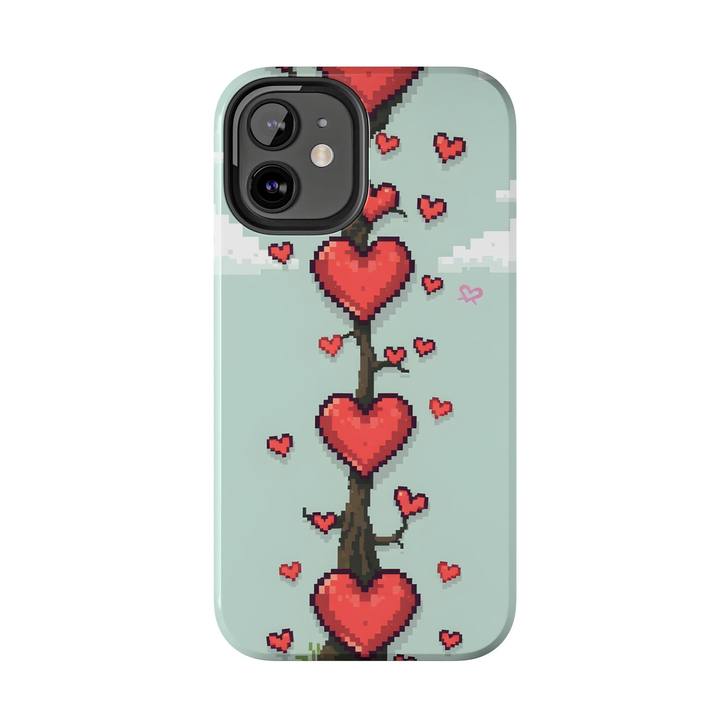 Pixelated Love Hearts Tree | Tough Phone Case - Cute Design - for iPhone