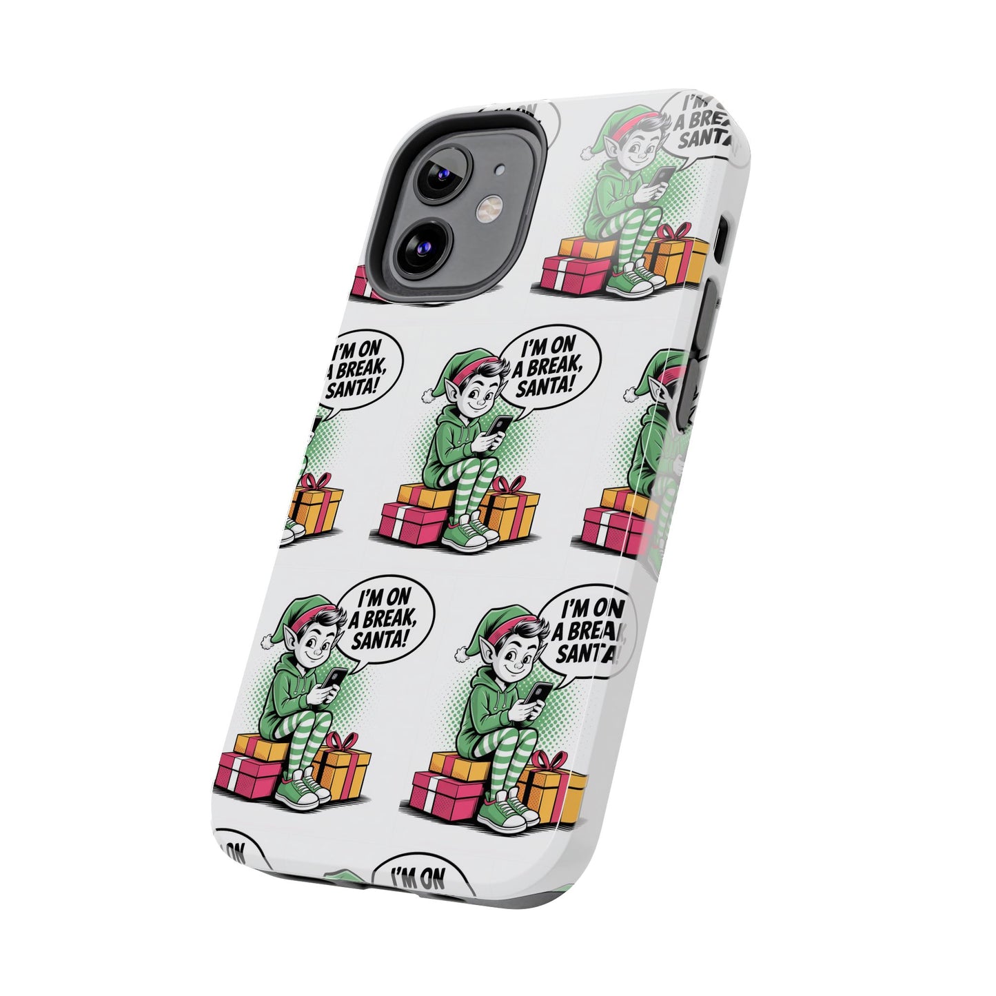 Christmas Elf Tough Phone Case - I'm on a Break, Santa Pattern!