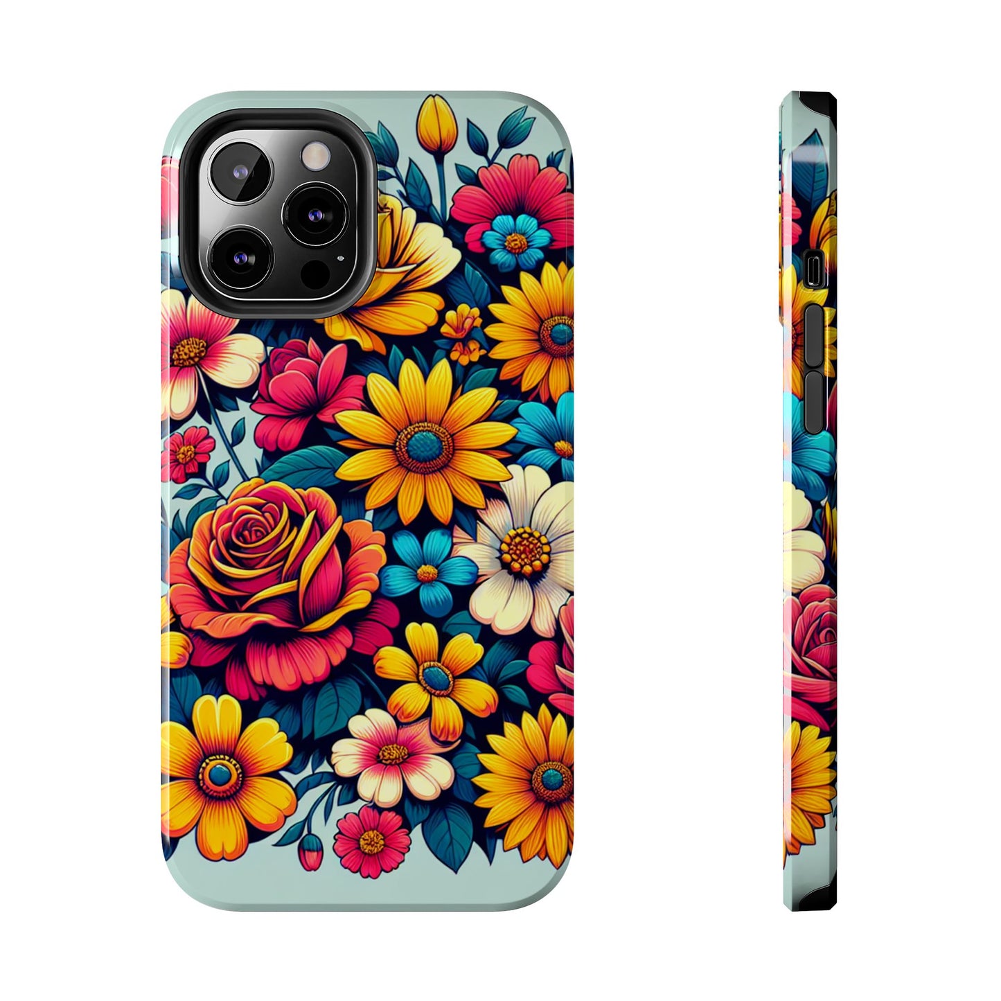 Vibrant Floral Tough Phone Case - Colorful Flower Design - for iPhone