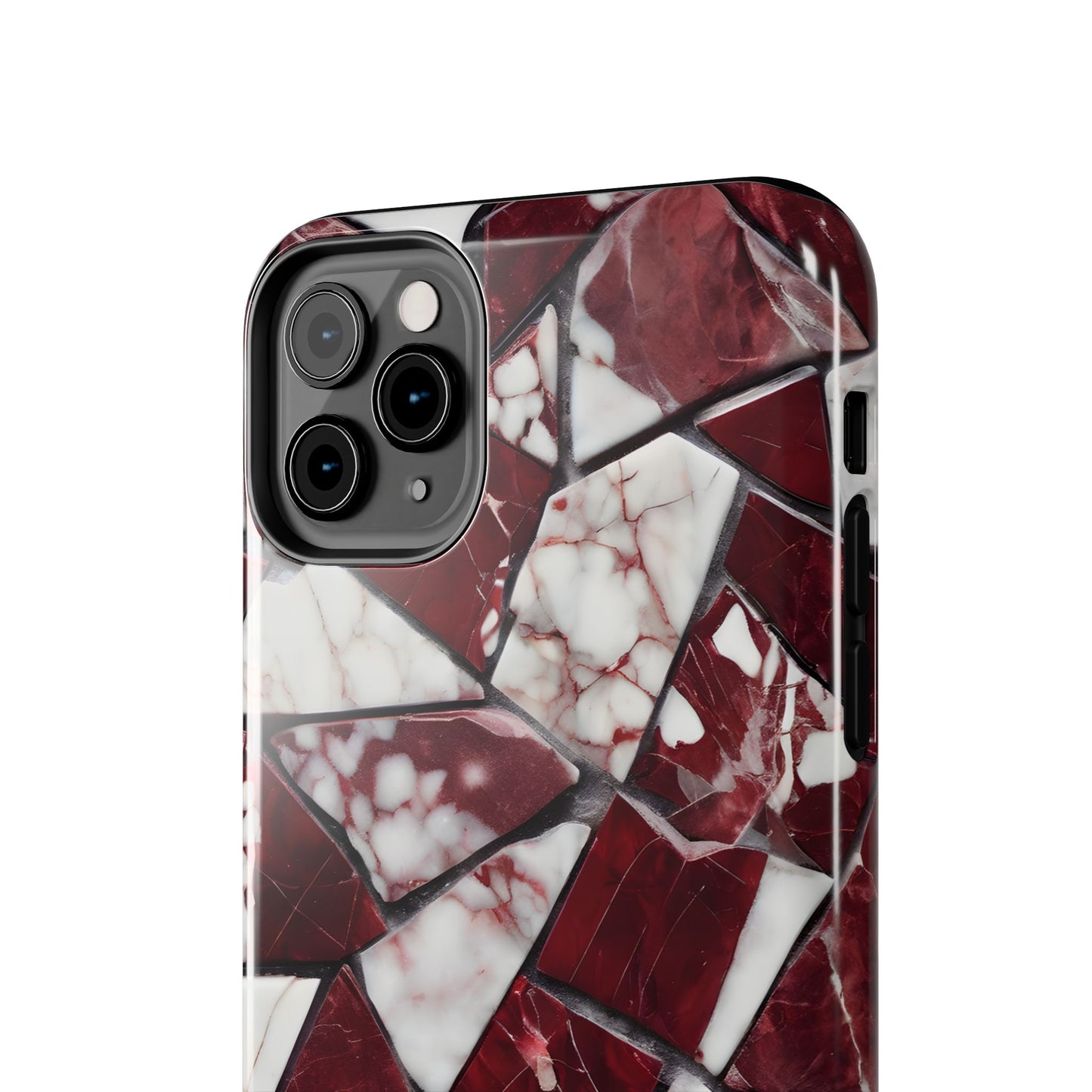 Shattered Dark Red Marble Pattern Tough Phone Case - Durable & Stylish Protection for iPhone