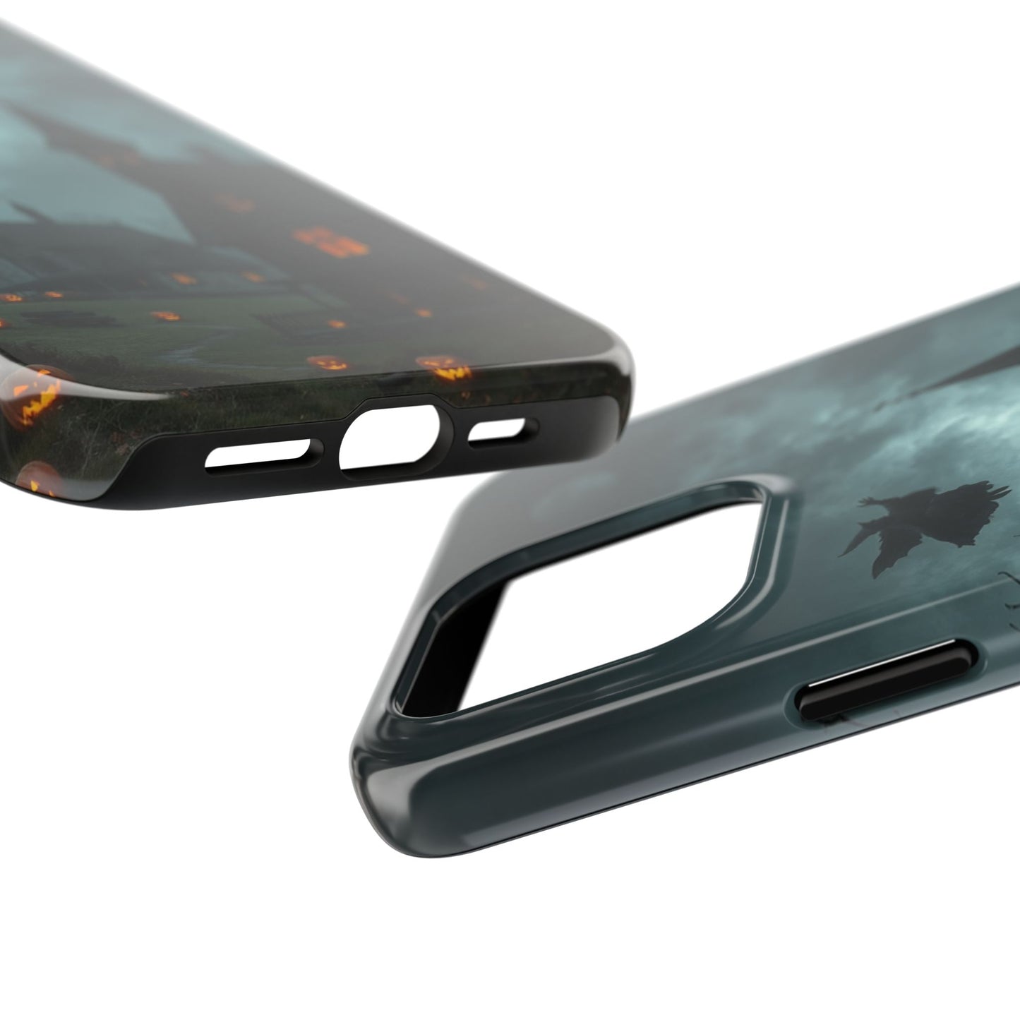 Halloween-Themed Tough Phone Case with Spooky House Design