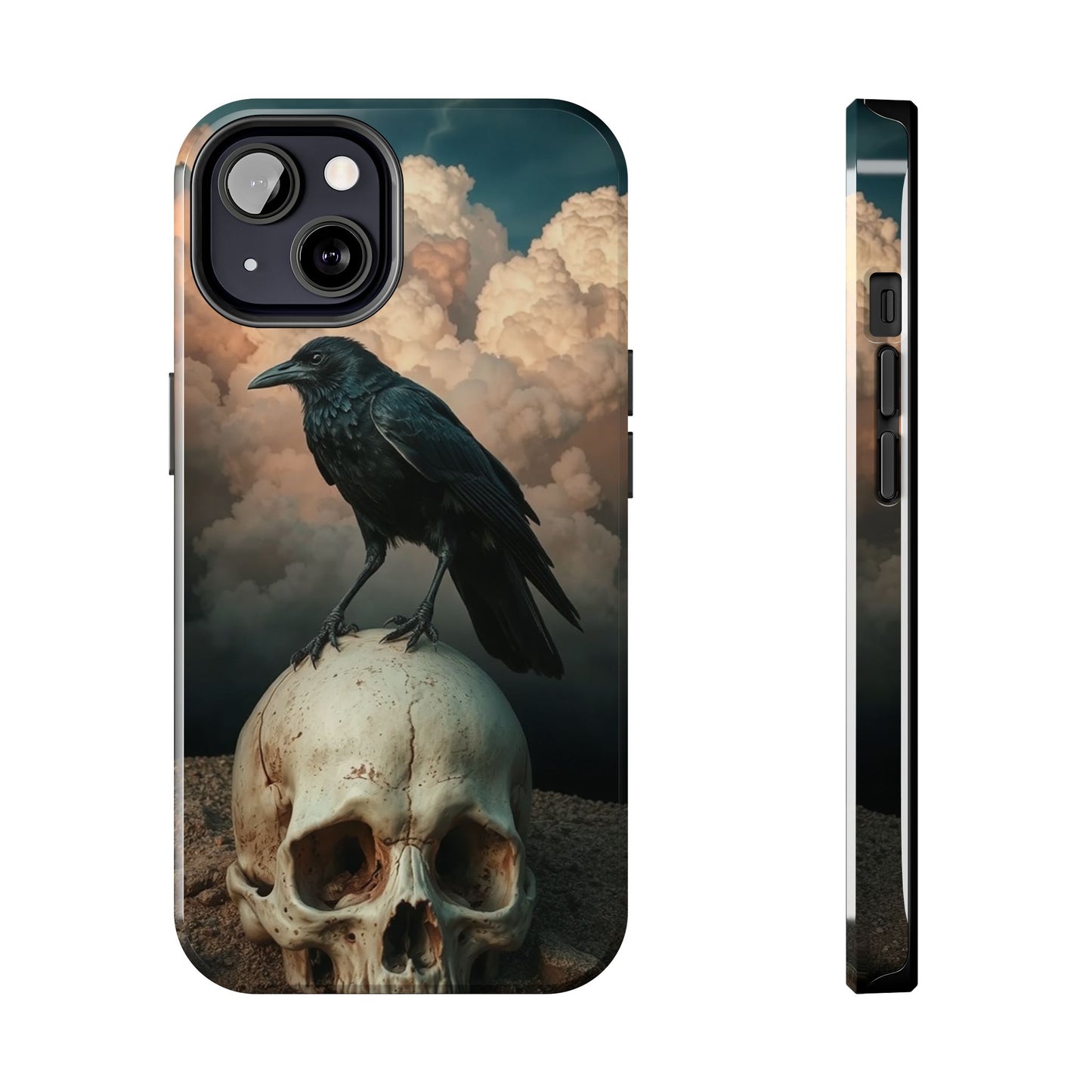 Gothic Raven Skull Tough Phone Case - Unique Protective Cover for Halloween Lovers