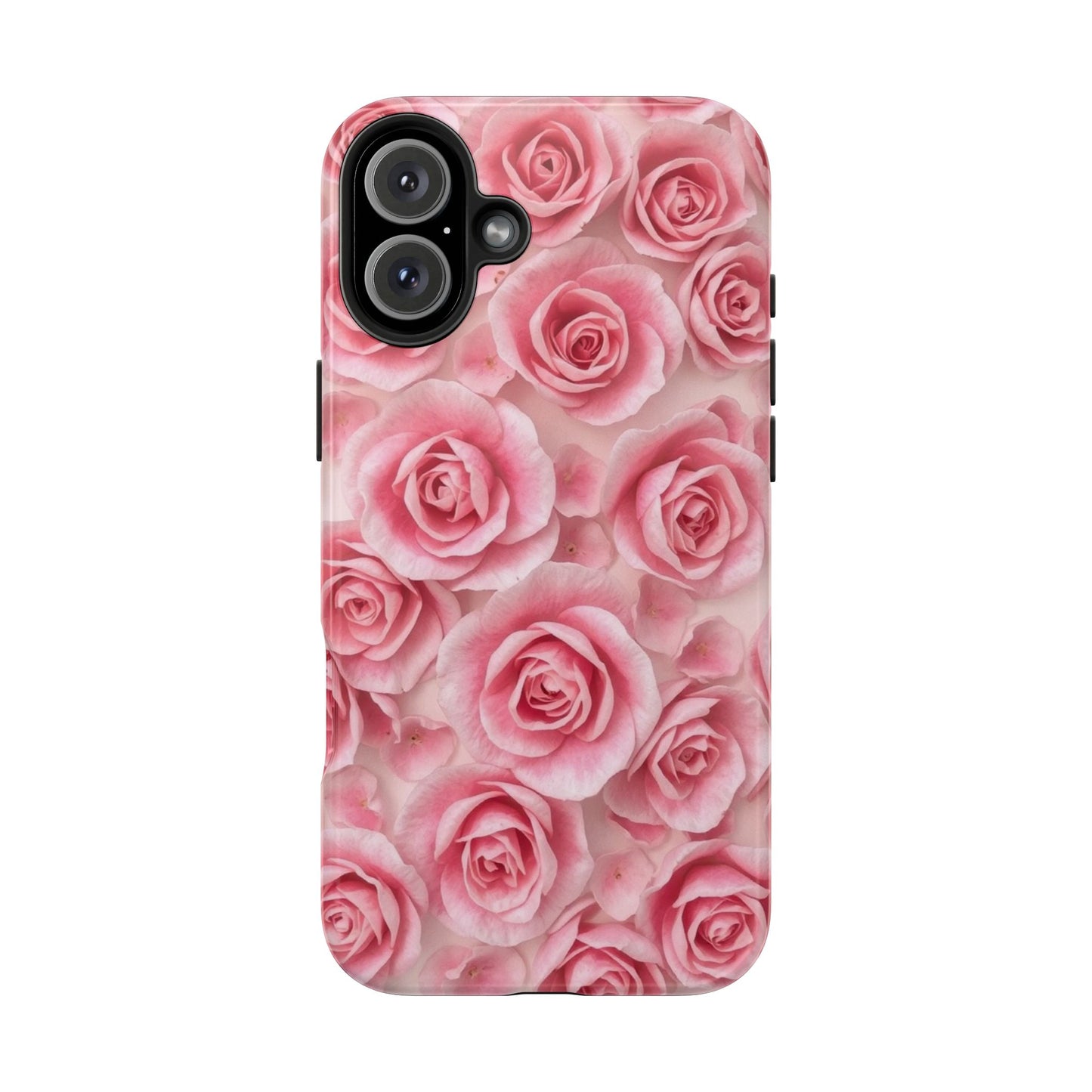 Floral Tough Phone Case - Pink Rose Design, Durable Protection for Flower Lovers