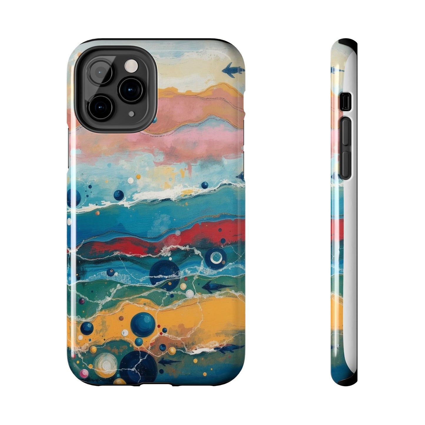 Artistic Tough Phone Case - Vibrant Waves Design for Unique Style