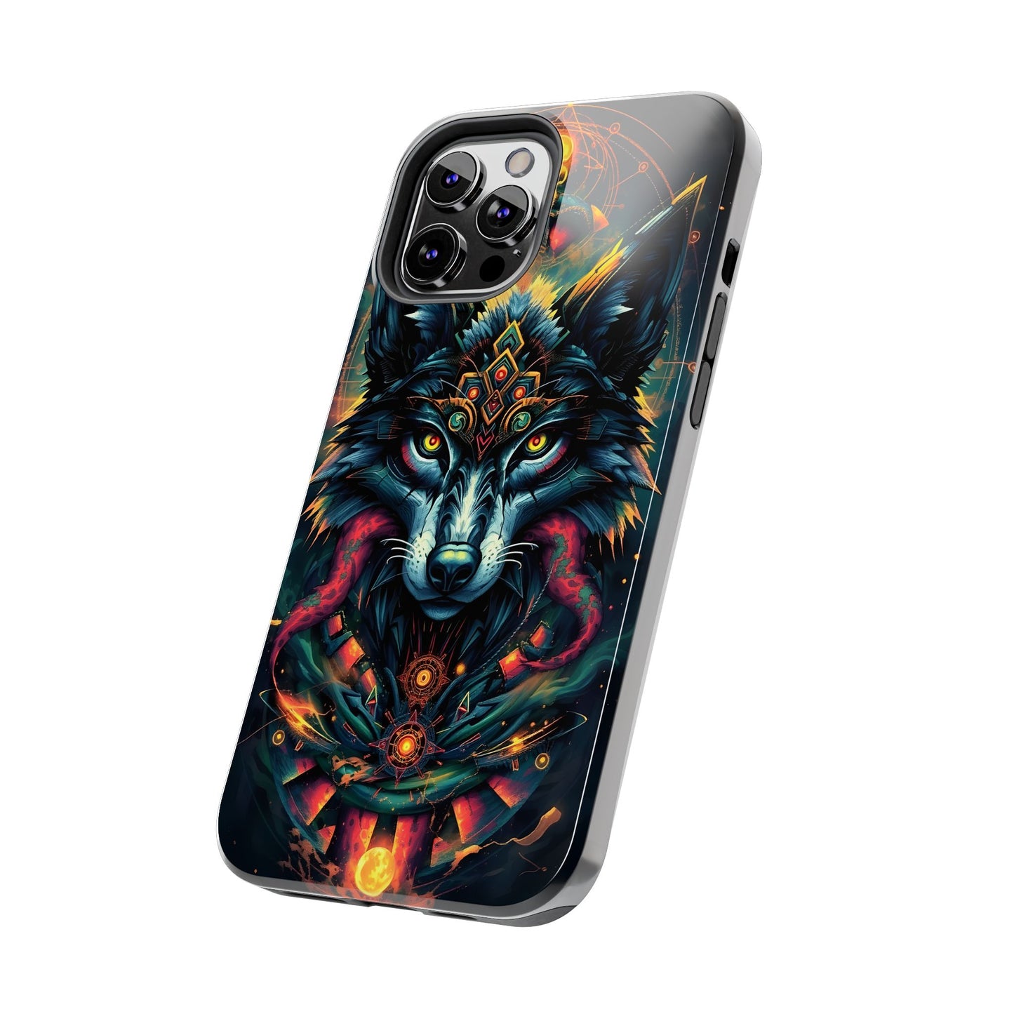Vibrant Mystical Wolf Art Tough Phone Case - Durable & Unique Design for Animal Lovers - for iPhone