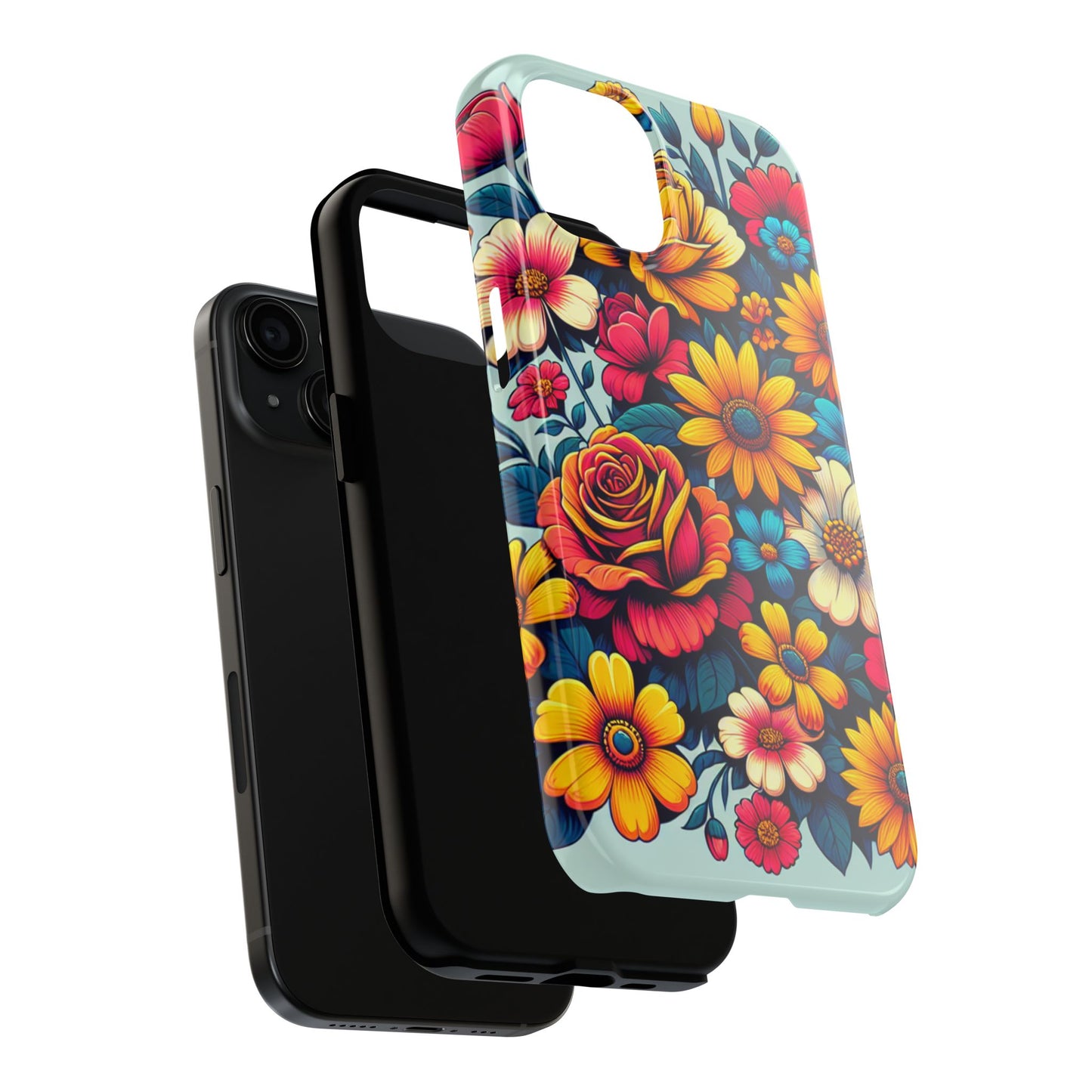 Vibrant Floral Tough Phone Case - Colorful Flower Design - for iPhone