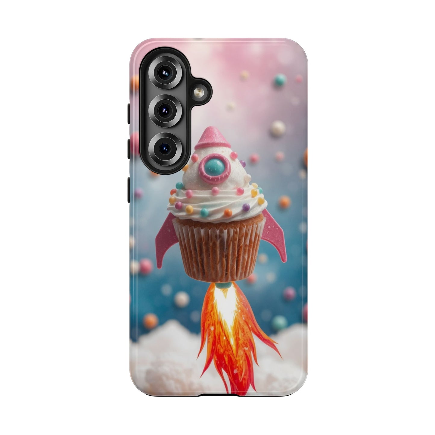 Whimsical Rocket Cupcake Phone Case - Fun Protective Case for Kids and Teens