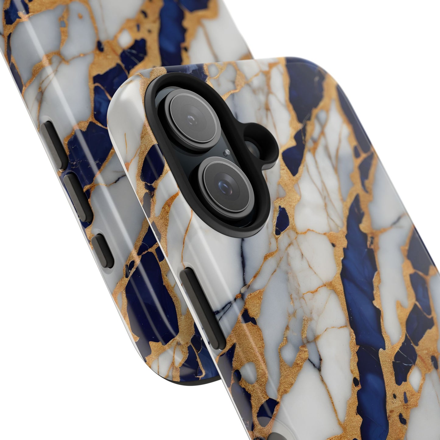 Stunning Marble Tough Phone Case - Elegant Blue & Gold Design Stylish Protection - for iPhone