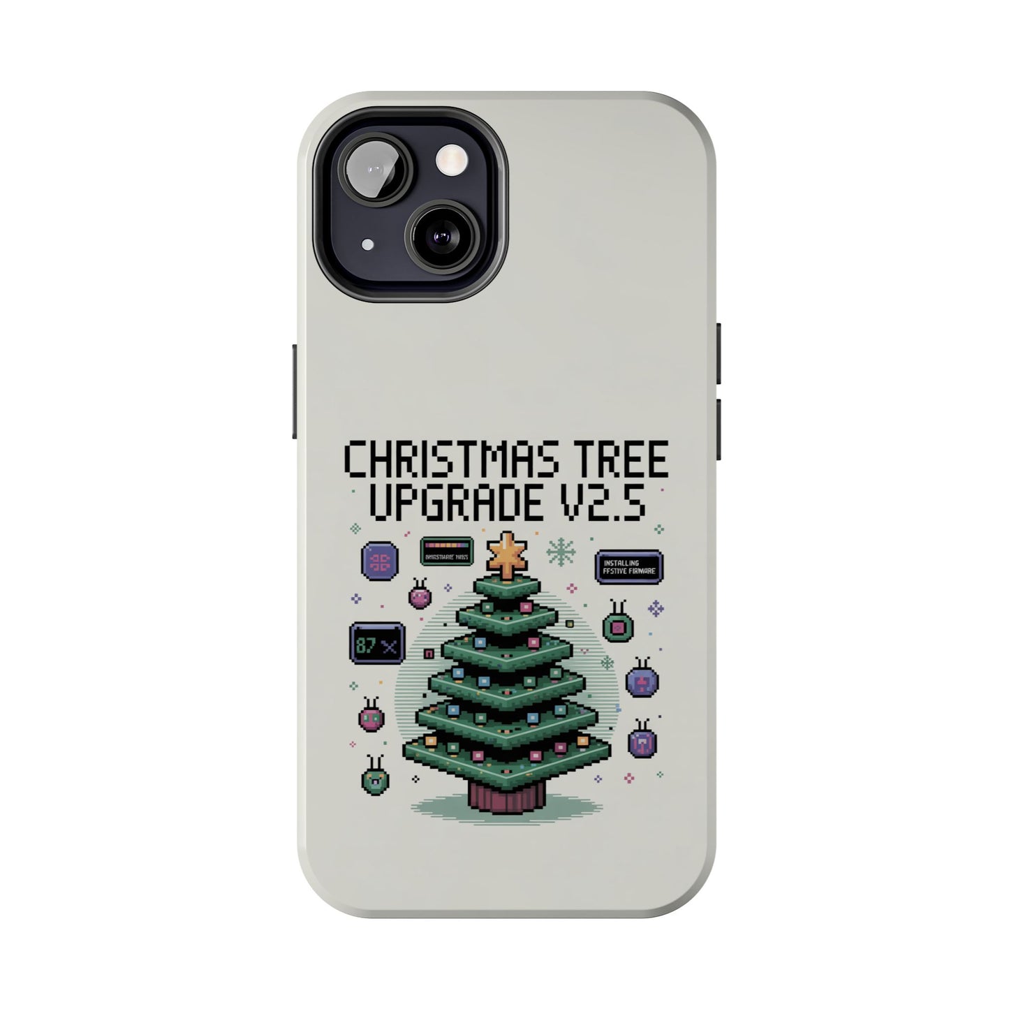 Christmas Tree Upgrade Tough iPhone Case - Pixel Art Design
