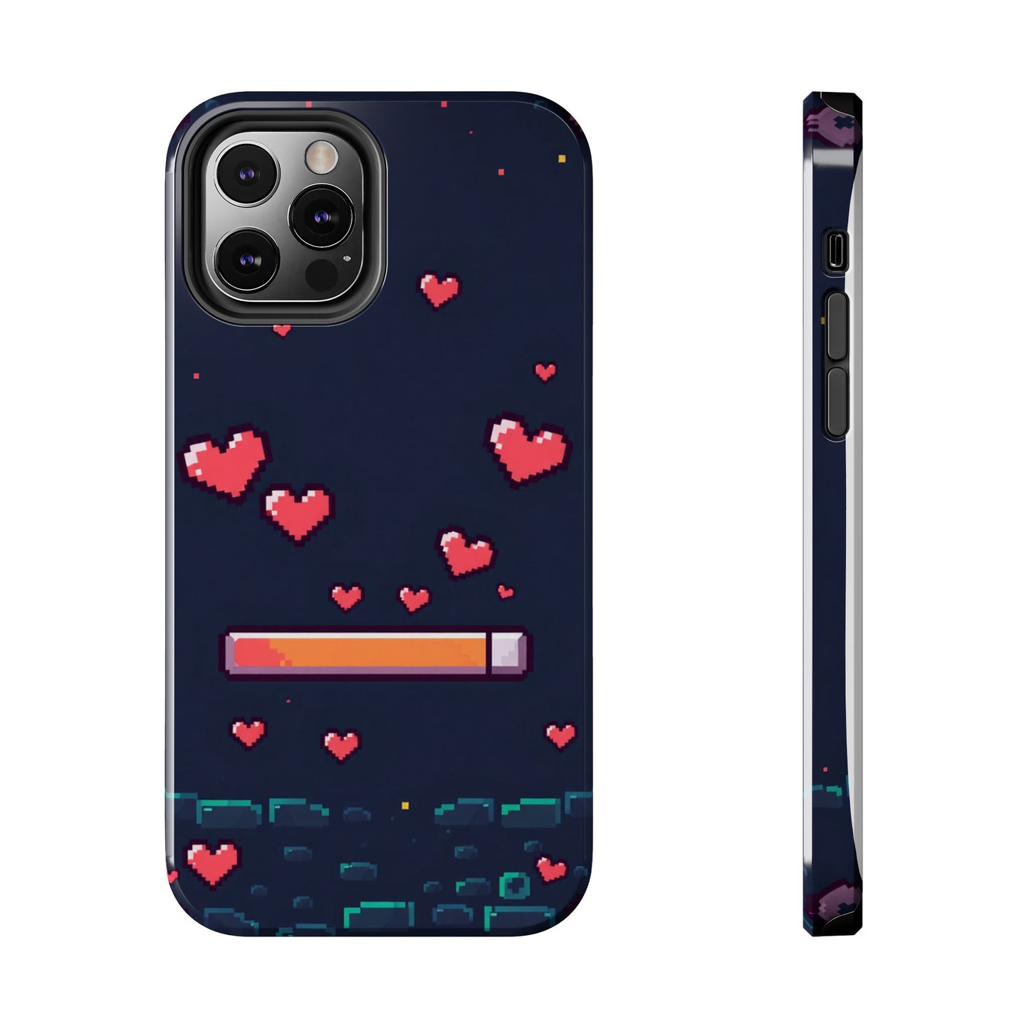 Pixel Heart Tough Phone Case - Retro Gamer Style for Valentine's Day