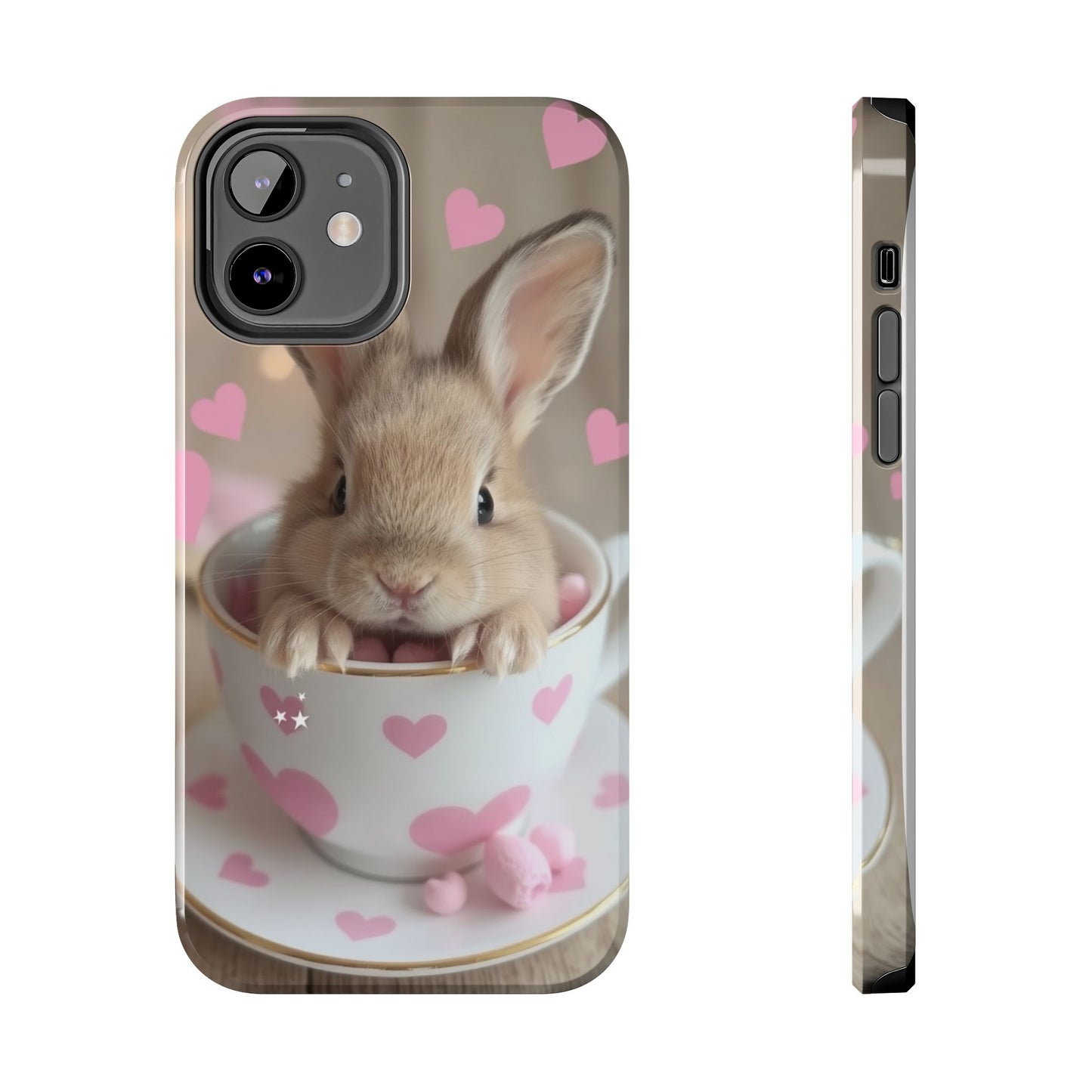 Adorable Bunny Phone Case with Heart Design - Cute Gift for Animal Lovers