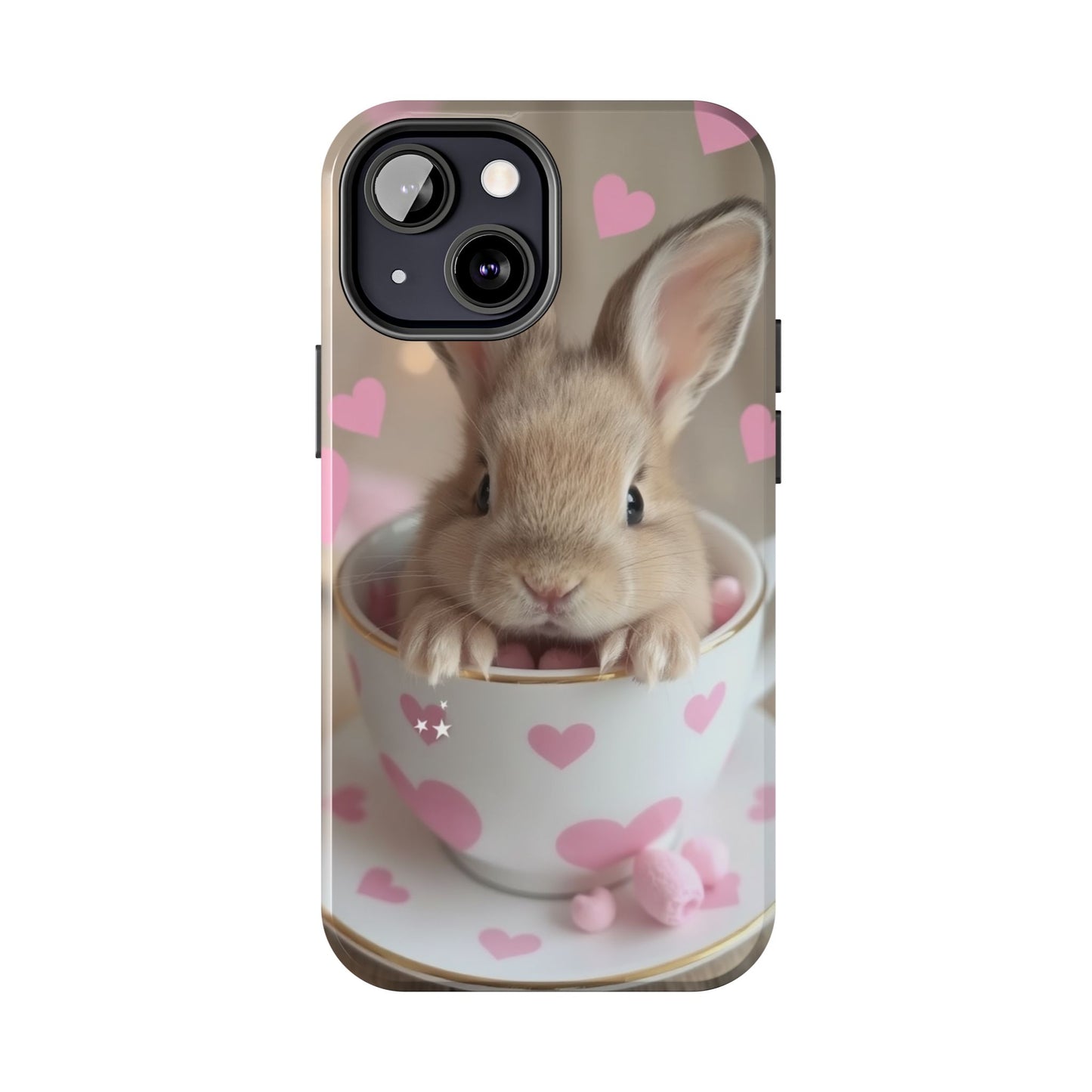 Adorable Bunny Phone Case with Heart Design - Cute Gift for Animal Lovers